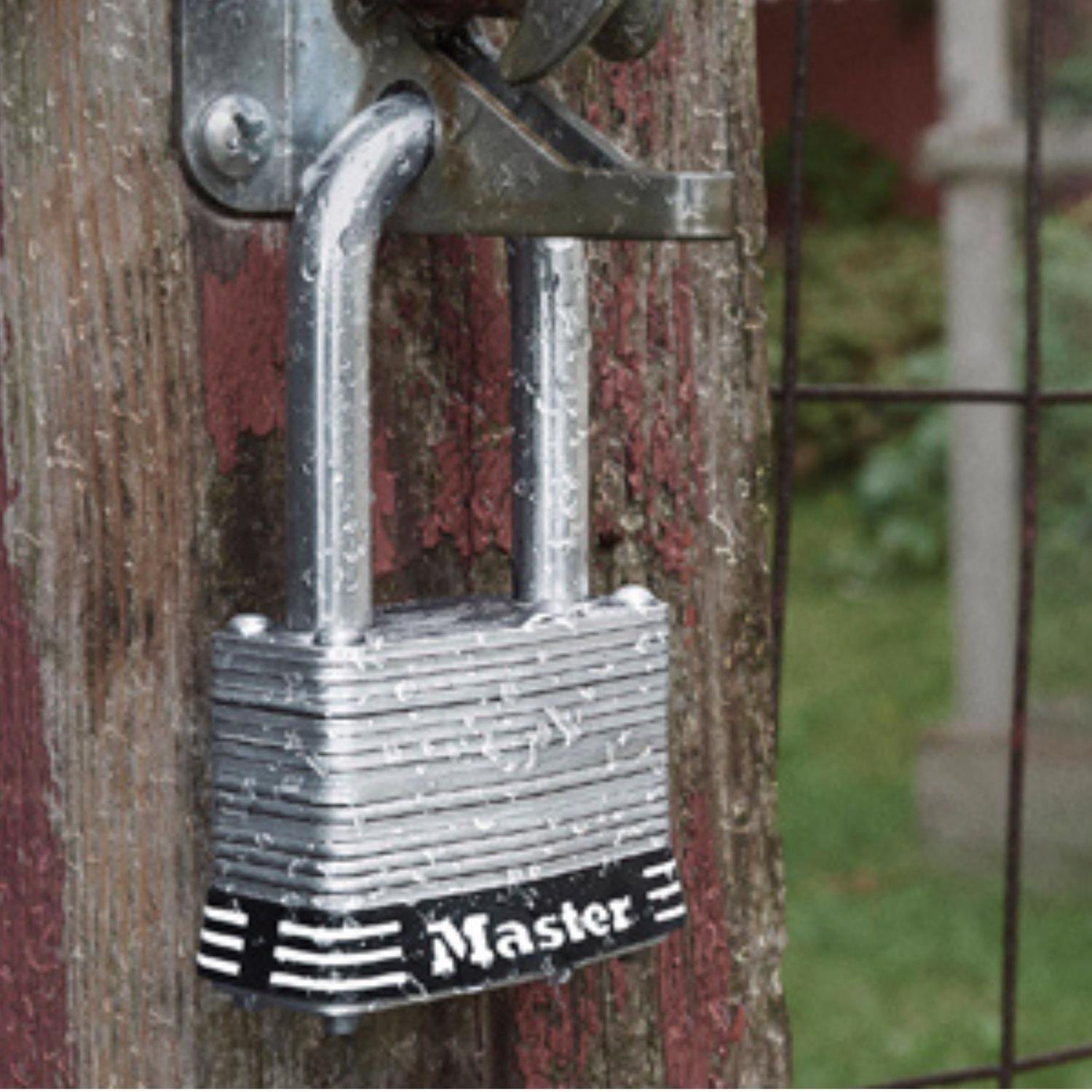 Master Lock 4-3/8 in. H X 2 in. W Laminated Steel 4-Pin Tumbler Weather-Resistant Padlock