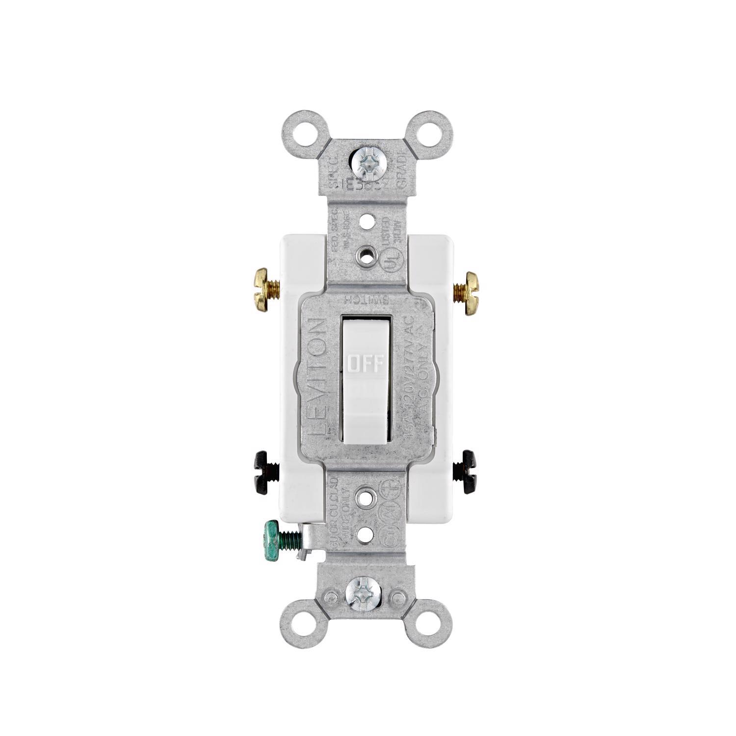 Leviton 20 amps Double Pole Toggle AC Quiet Switch White 1 pk