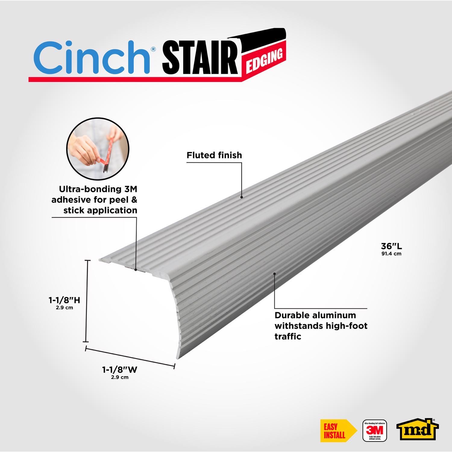 M-D Building Products CINCH 1.125 in. H X 1.125 in. W X 36 in. L Satin Silver Aluminum Stair Edge