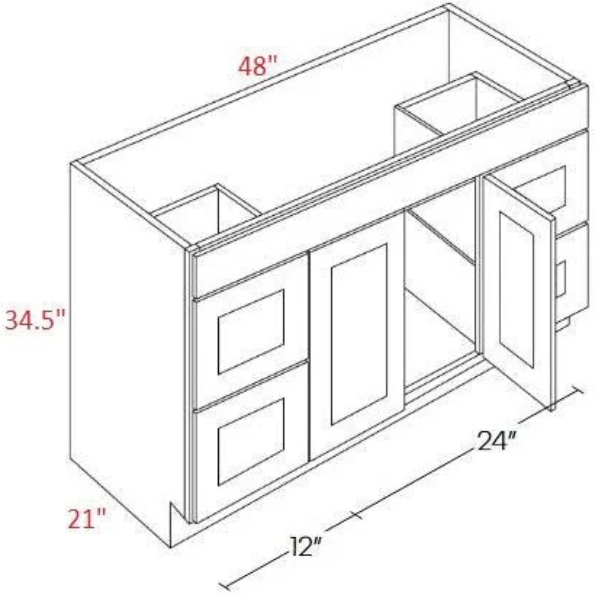 RTA Luxor Harvest Vanity Sink Base cabinet 48 in. x 21 in.