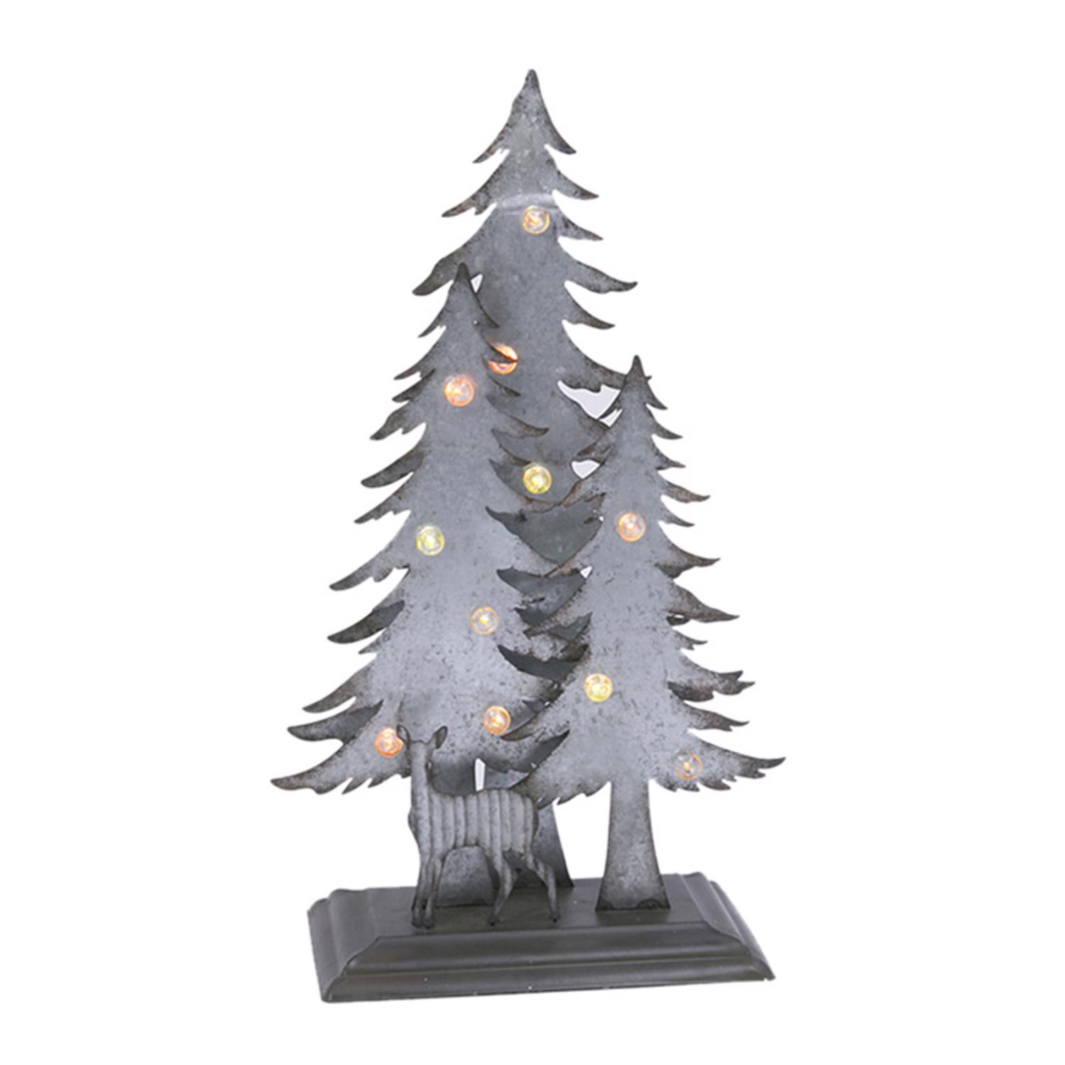 Gerson Gray Tabletop 3-D Forest Scene Indoor Christmas Decor 19.69 in.