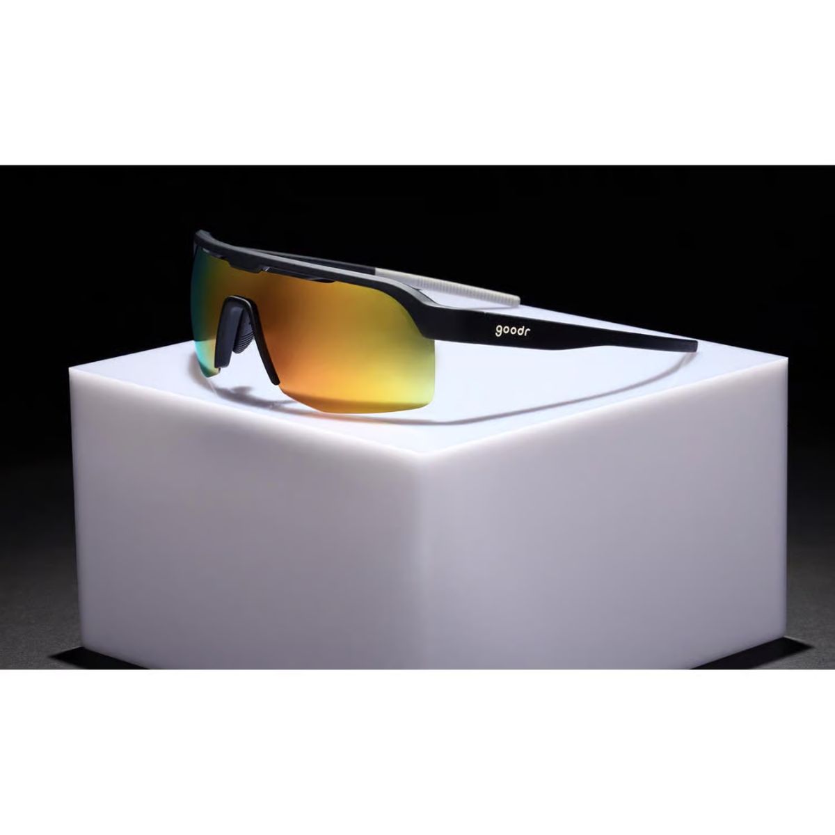 goodr Bolt G - Do It For The Victory Dance Sunglasses Unisex Black Frame Orange Lens Polarized
