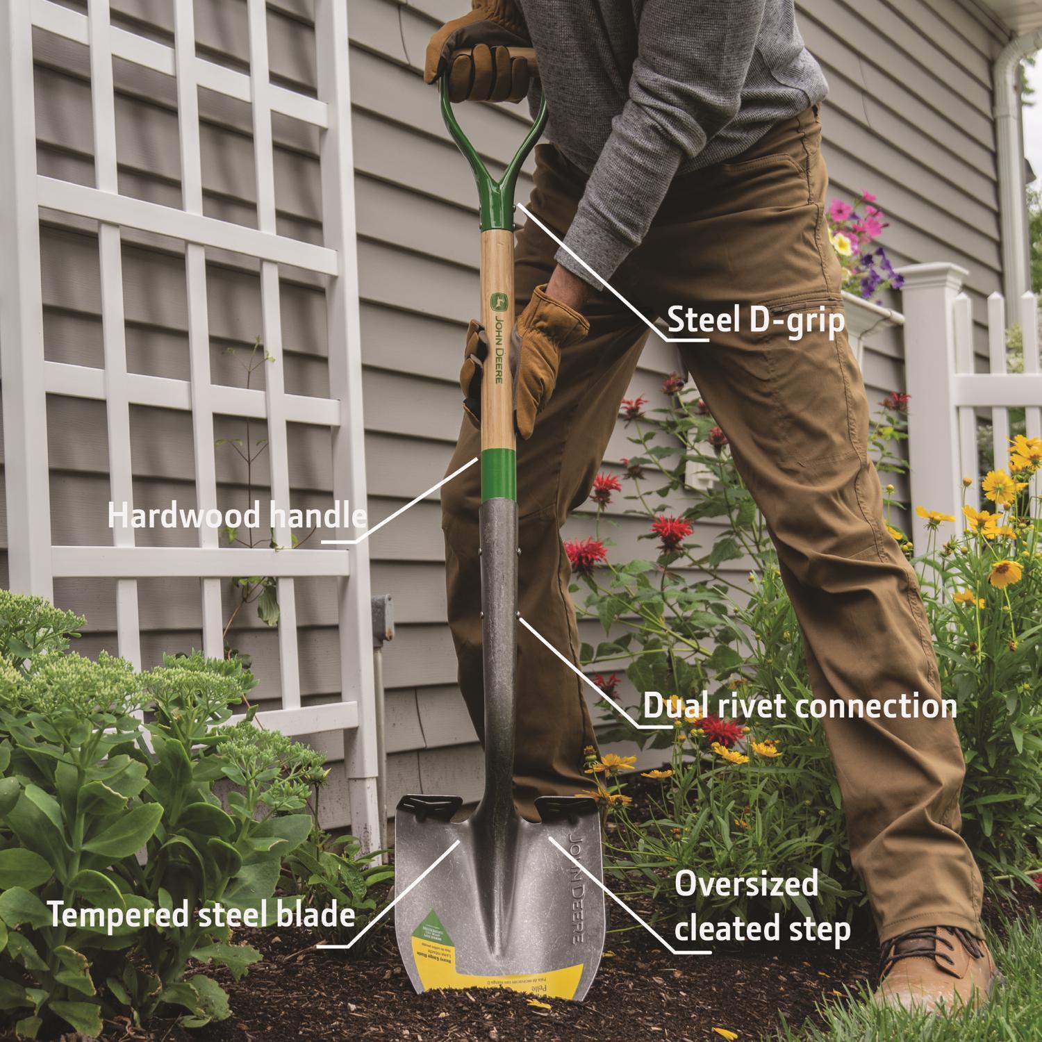 John Deere 42 in. Steel Digging Shovel Wood Handle