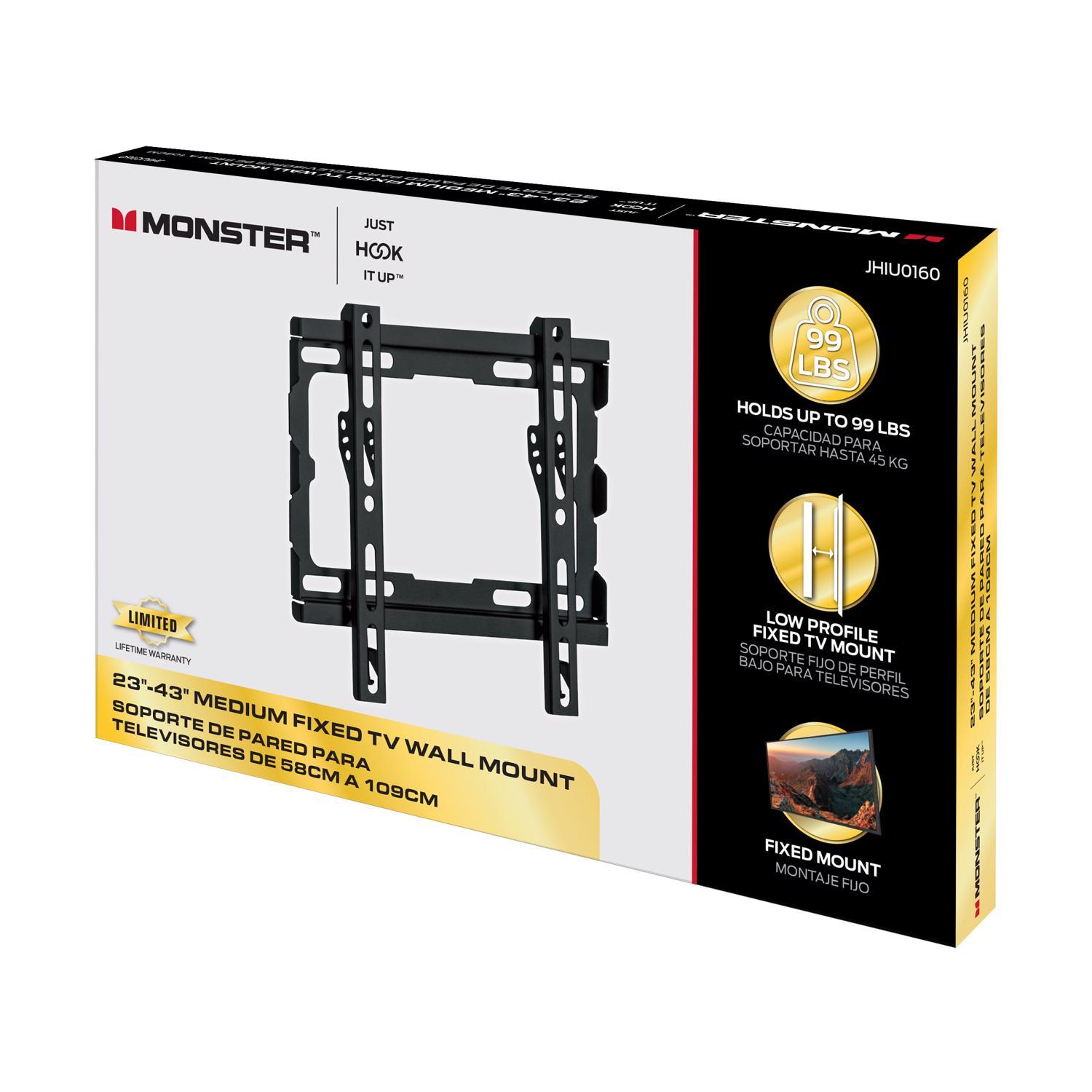 Monster Just Hook It Up 23 in to 43 in. 99 lb. cap. TV Fixed Wall Mount