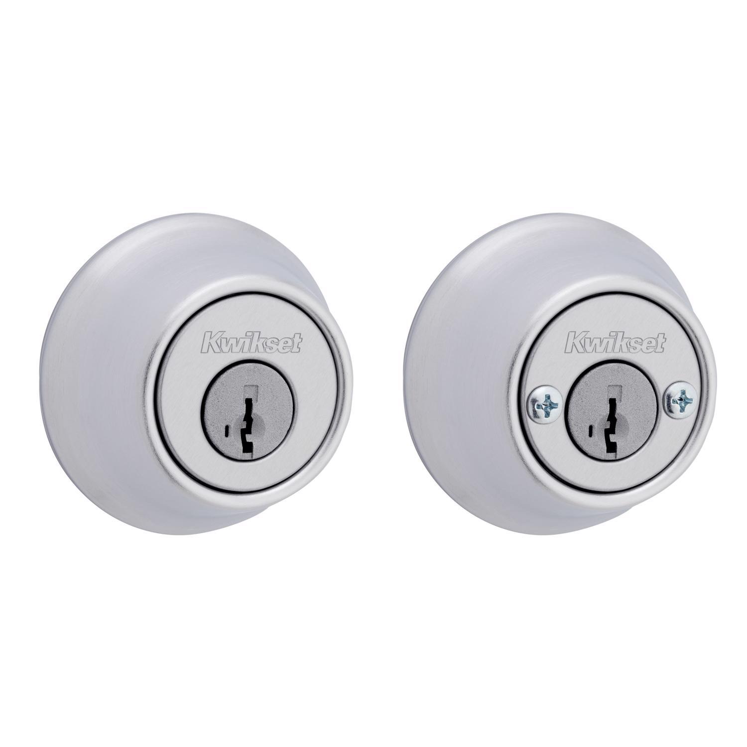 Kwikset SmartKey Security Satin Chrome Metal Double Cylinder Deadbolt