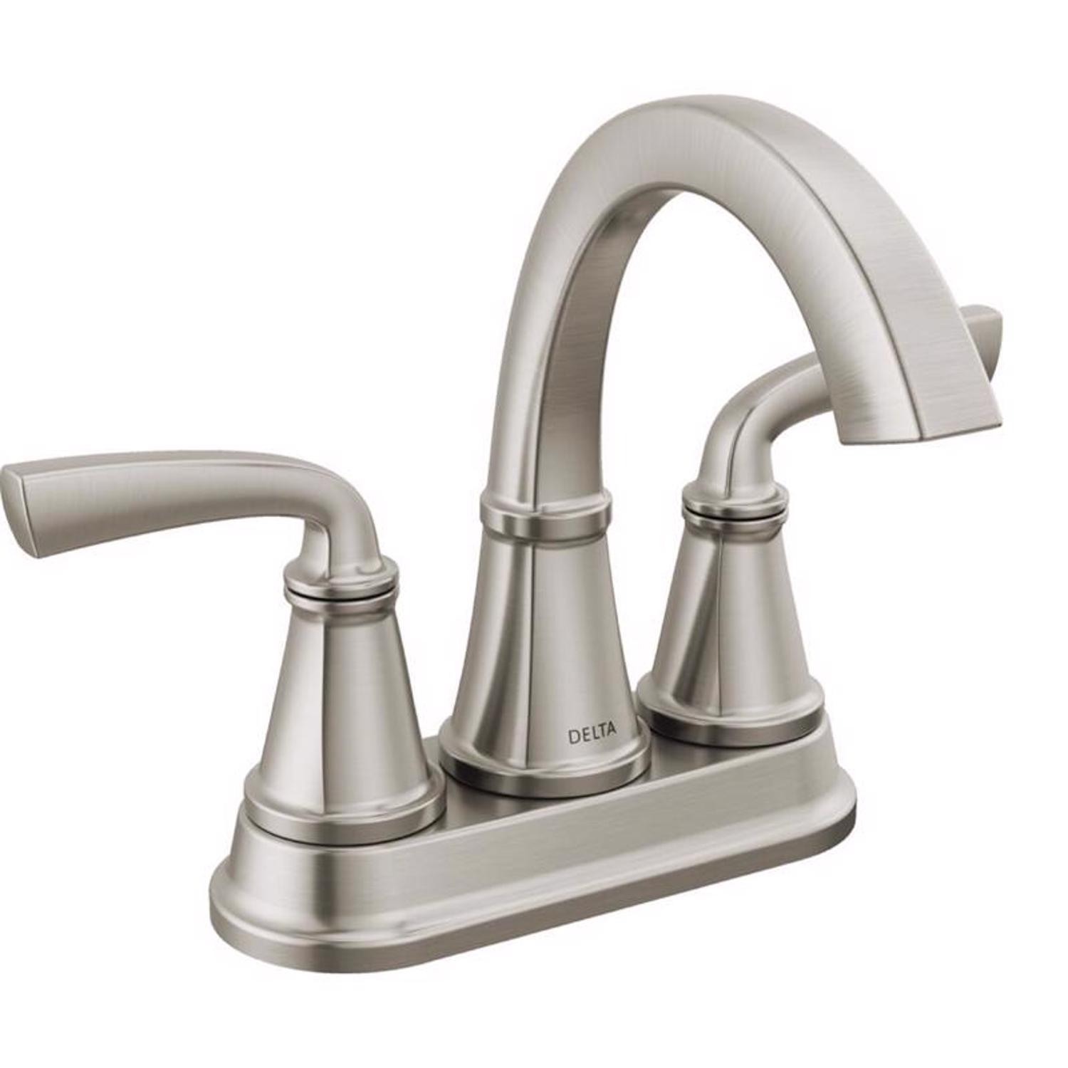 Delta Geist Brushed Nickel Centerset Bathroom Sink Faucet 4 in.