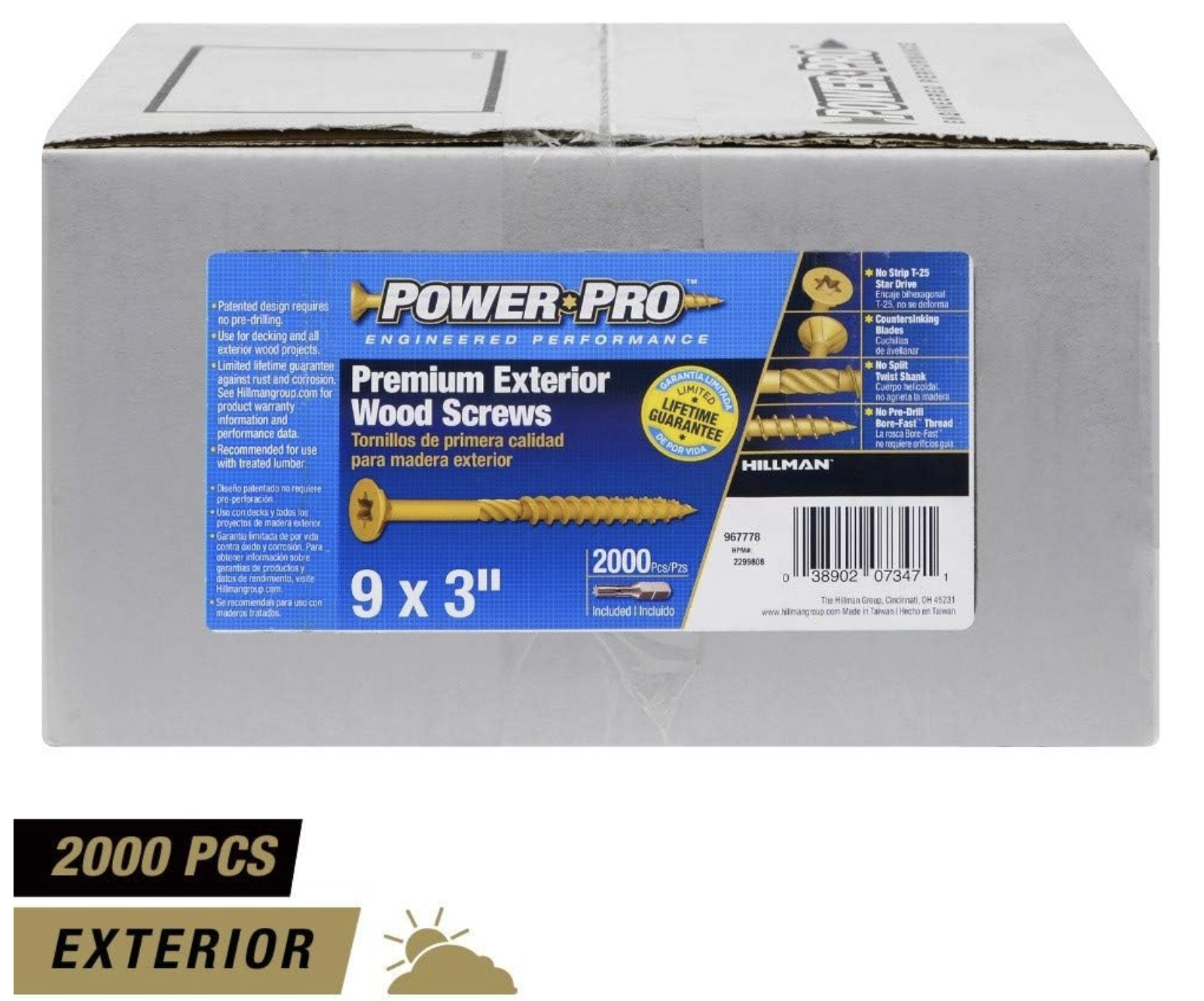 Power Pro Exterior Wood Deck Screws 9" x 3" - 2,000 pcs.