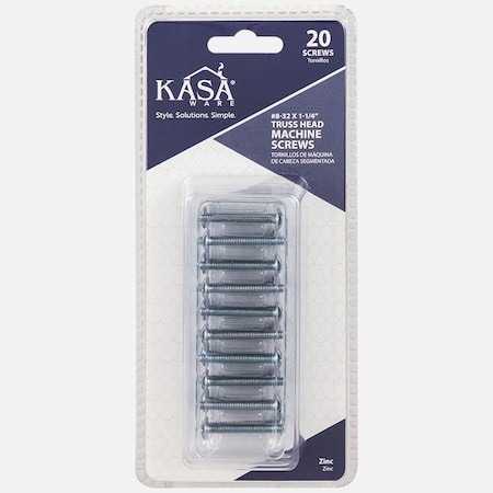 KasaWare 8/32 in. x 1-1/4 in Truss Machine Screw, Plain Steel, 20-pack