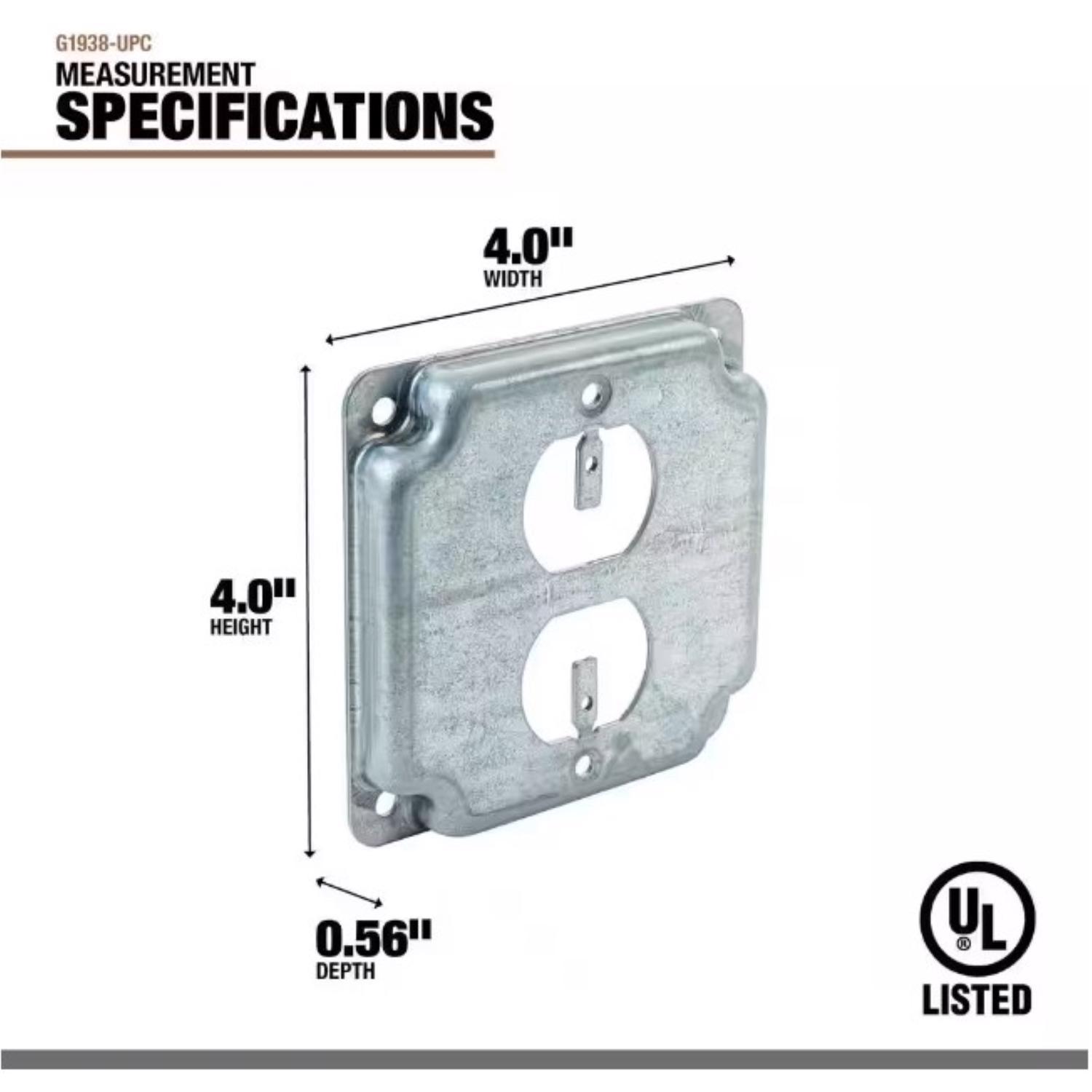 Southwire Square Steel 1 gang Duplex Box Cover