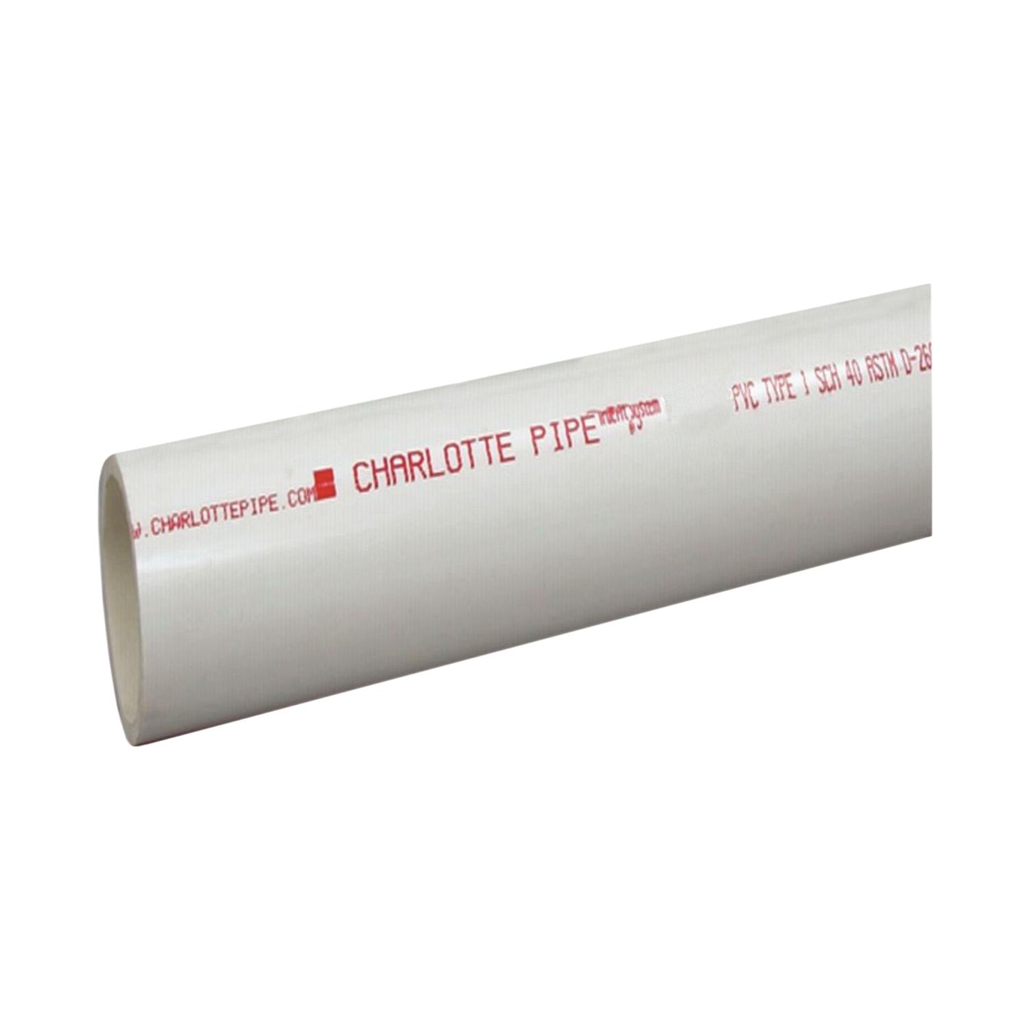 Charlotte Pipe Schedule 40 PVC Dual Rated Pipe 2 in. D X 20 ft. L Plain End 280 psi