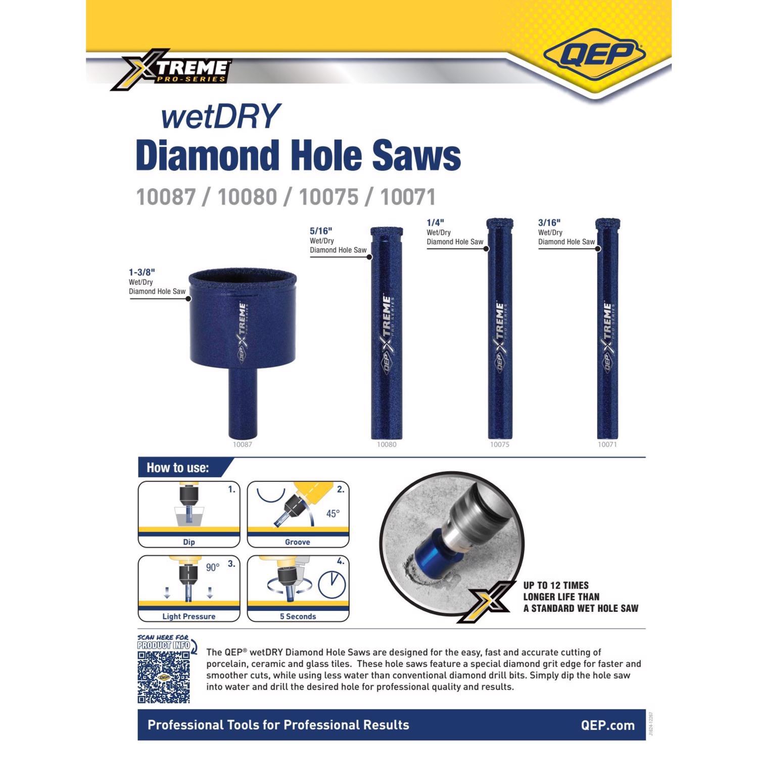 QEP 1/4 in. Diamond Staright Hole Saw 1 pk