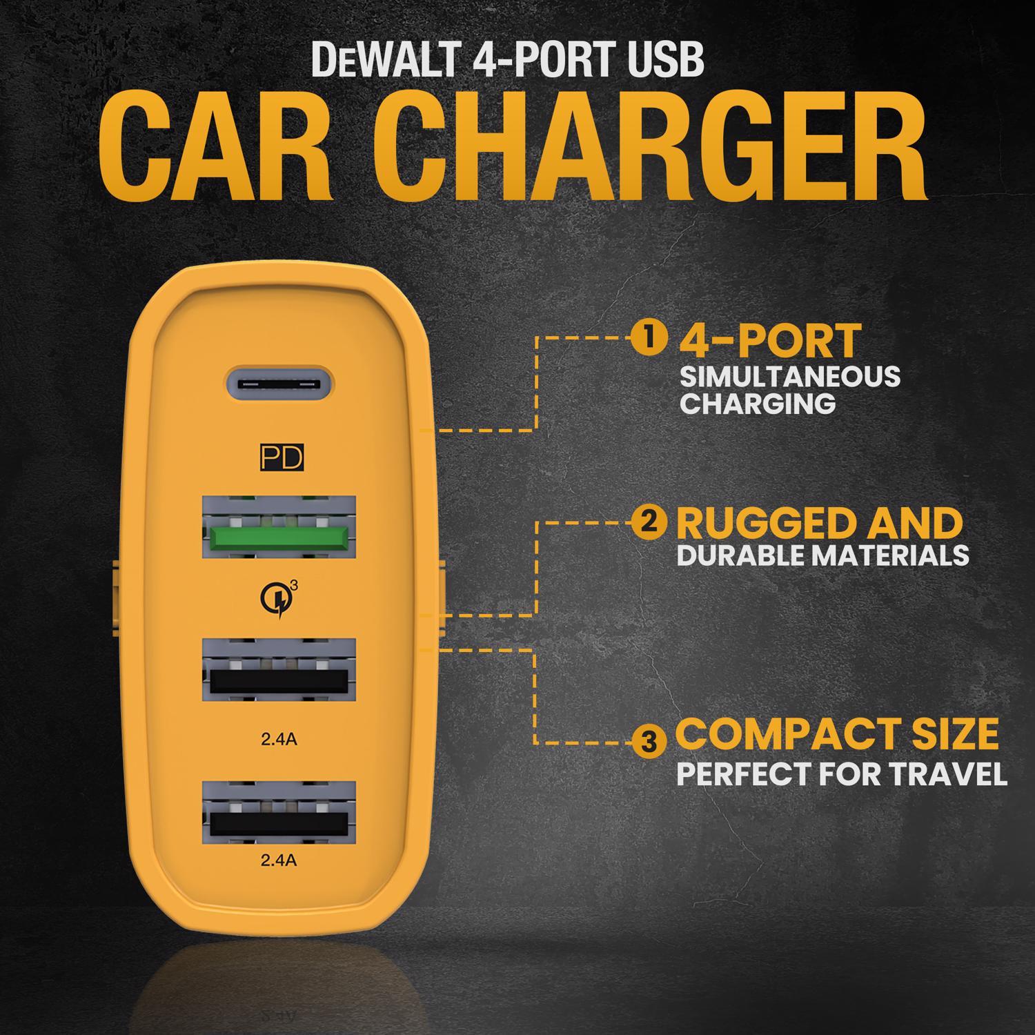 DeWalt 4 Port Car Cell Phone Charger 1 pk