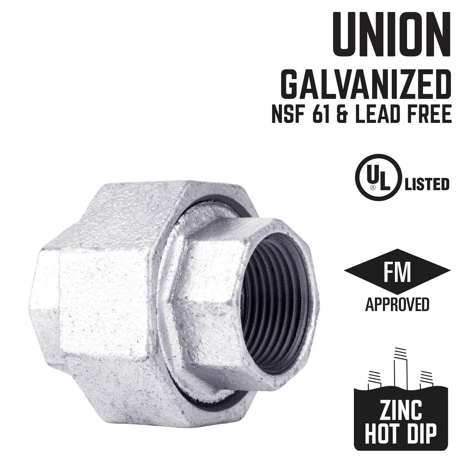 STZ Industries 3/8 in. FIP each X 3/8 in. D FIP Galvanized Malleable Iron Union