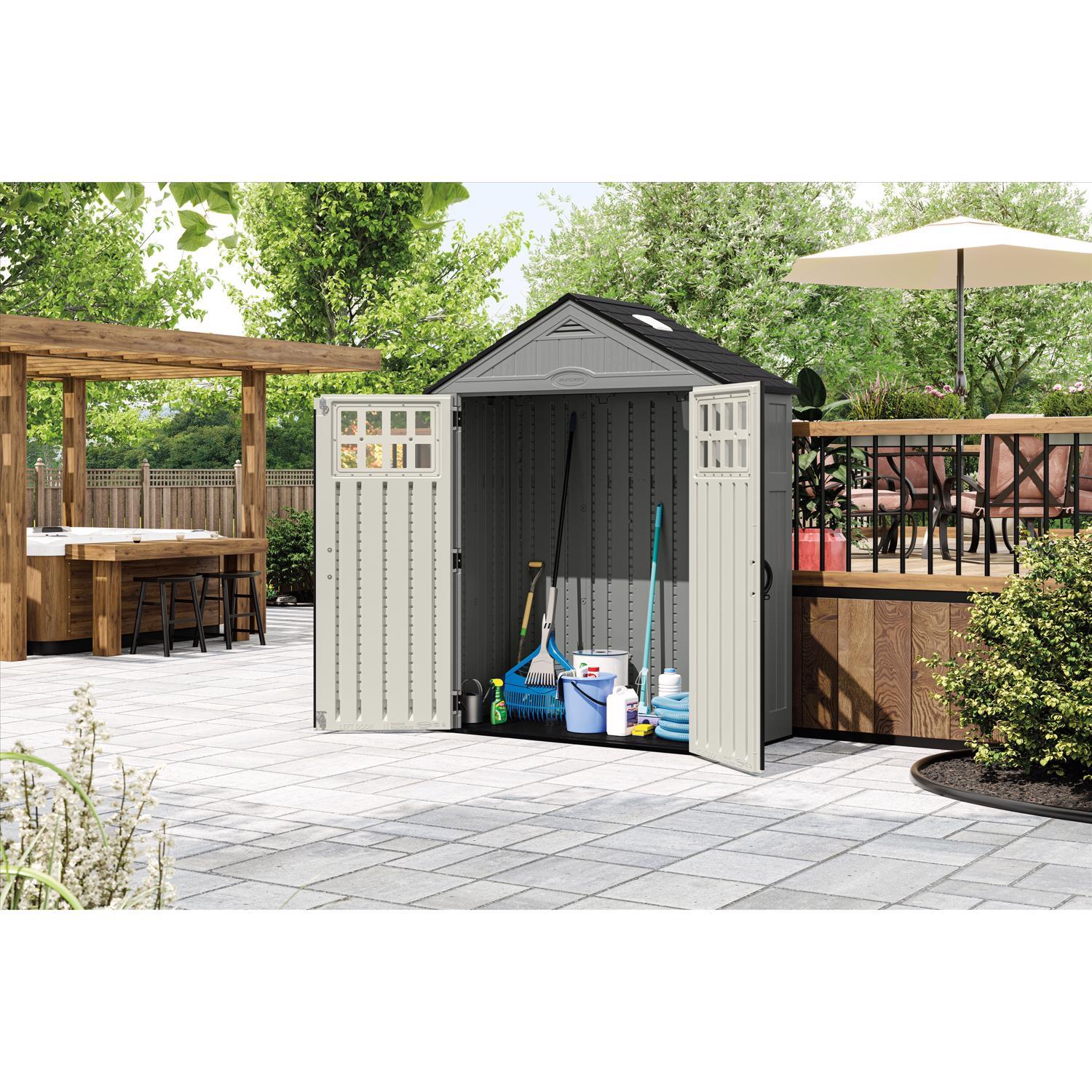 Suncast Everett 6 ft. x 3 ft. Resin Vertical Peak Storage Shed with Floor Kit