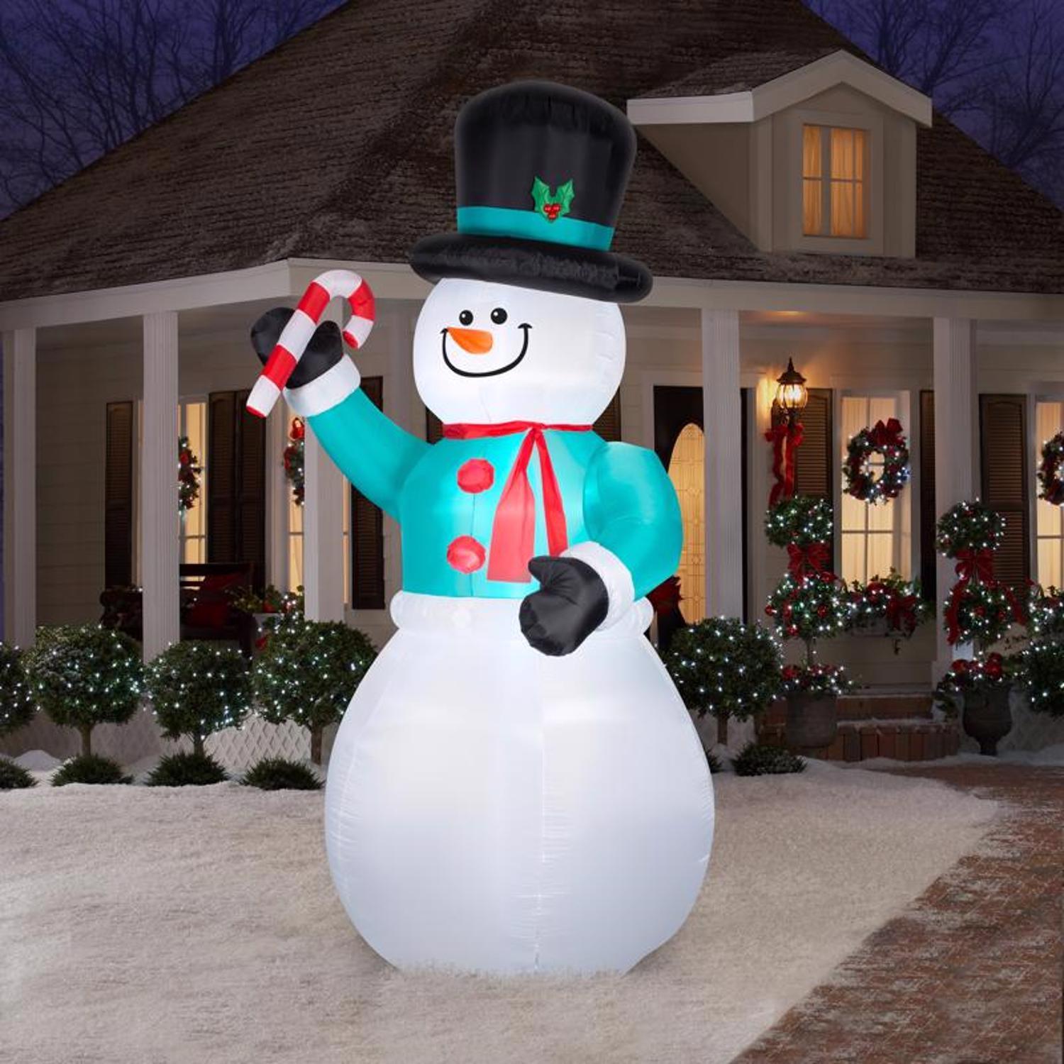 Gemmy LED Snowman with Candycane 12 ft. Inflatable