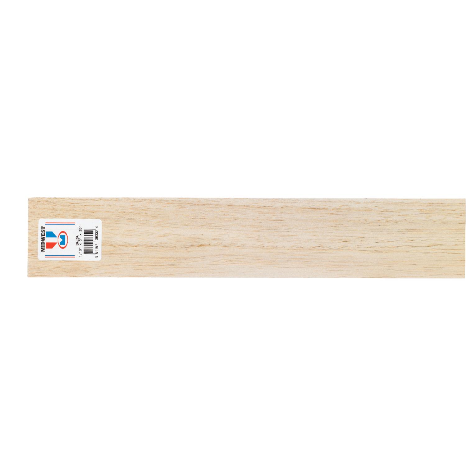 Midwest Products 1/16in. x 3in. W x 3in. L Balsawood Sheet #2/Btr Premium Grade