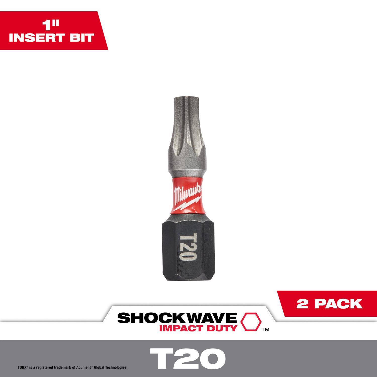 Milwaukee Shockwave Torx T20 X 1 in. L Insert Bit Steel 2 pk