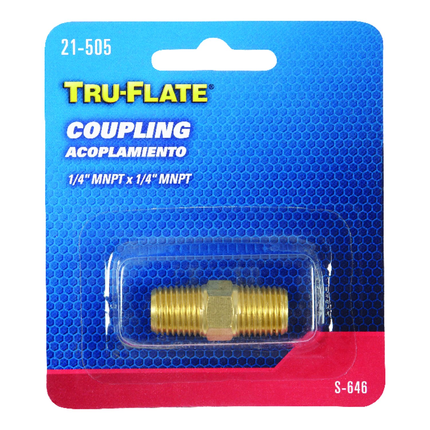 Tru-Flate Brass Coupling 1/4 in. Male 1 pc