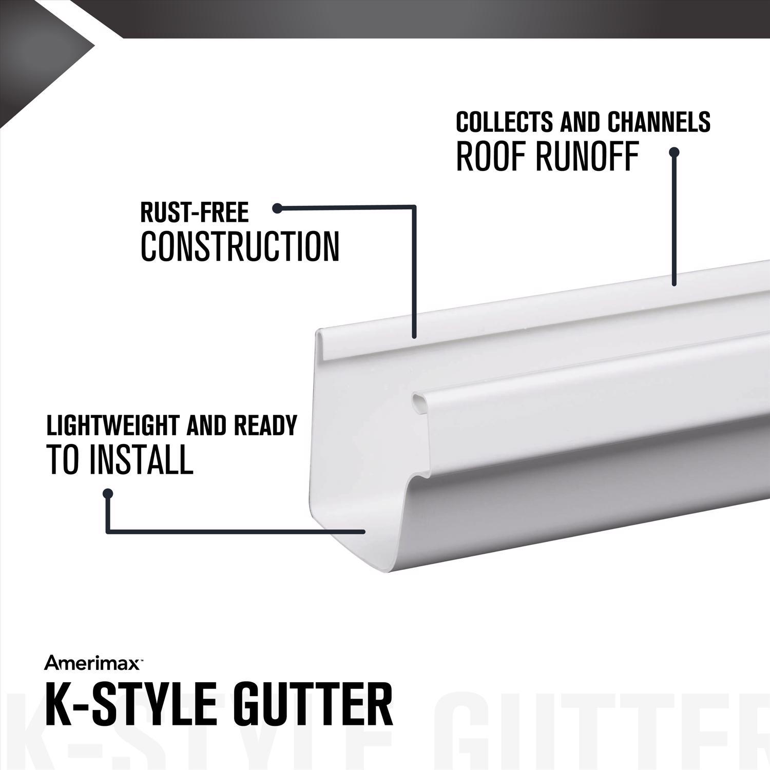 Amerimax 4.5 in. H X 5 in. W X 120 in. L White Vinyl K Gutter