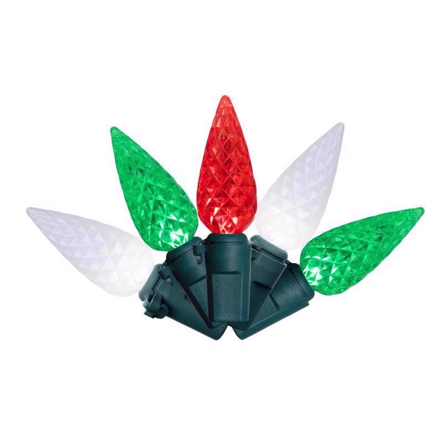 Celebrations Classic LED C6 Red/Green/Pure White 100 ct String Christmas Lights 24.75 ft.