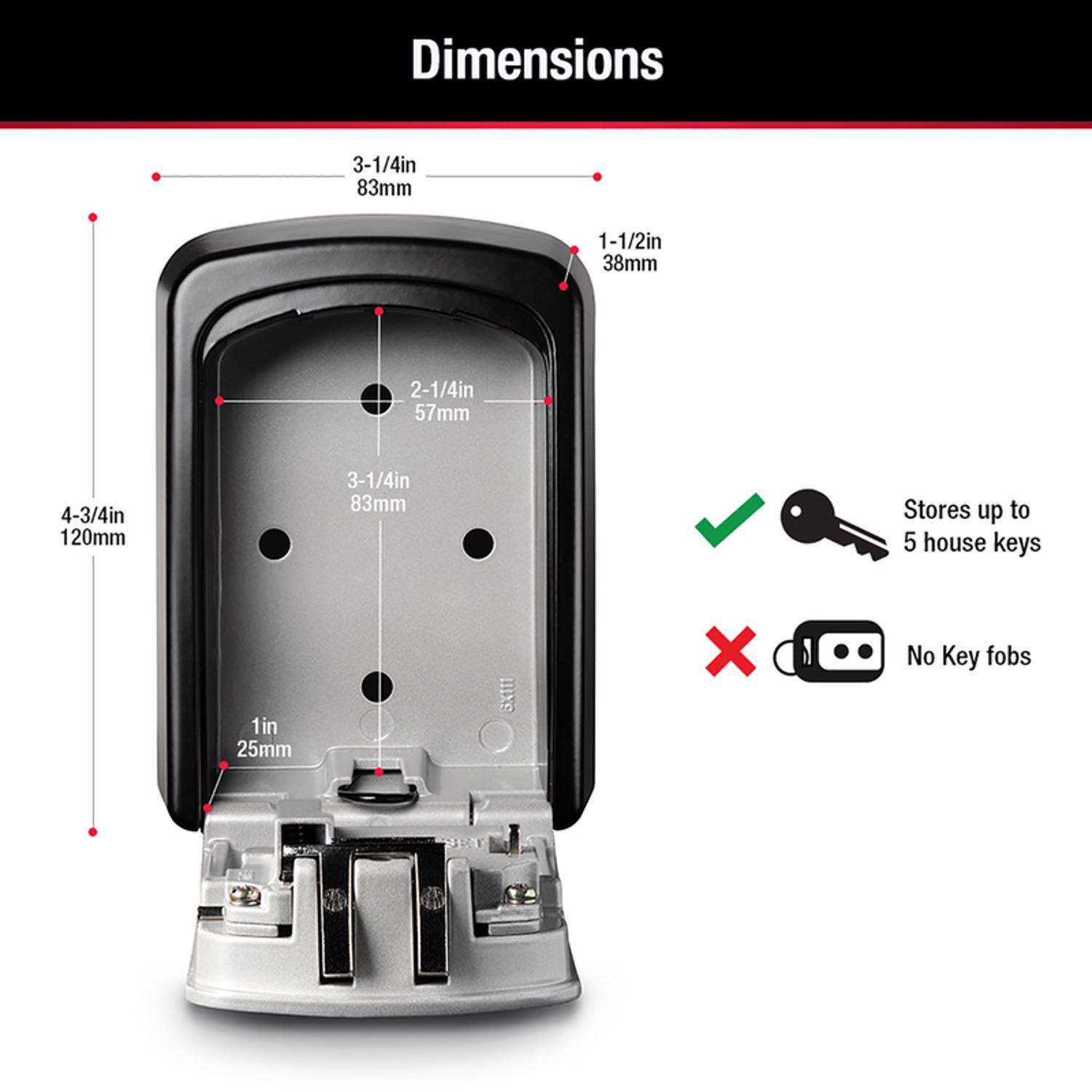Master Lock 5-7/32 in. H X 1-11/16 in. W X 3-1/4 in. L Steel 4-Digit Combination Lock Box