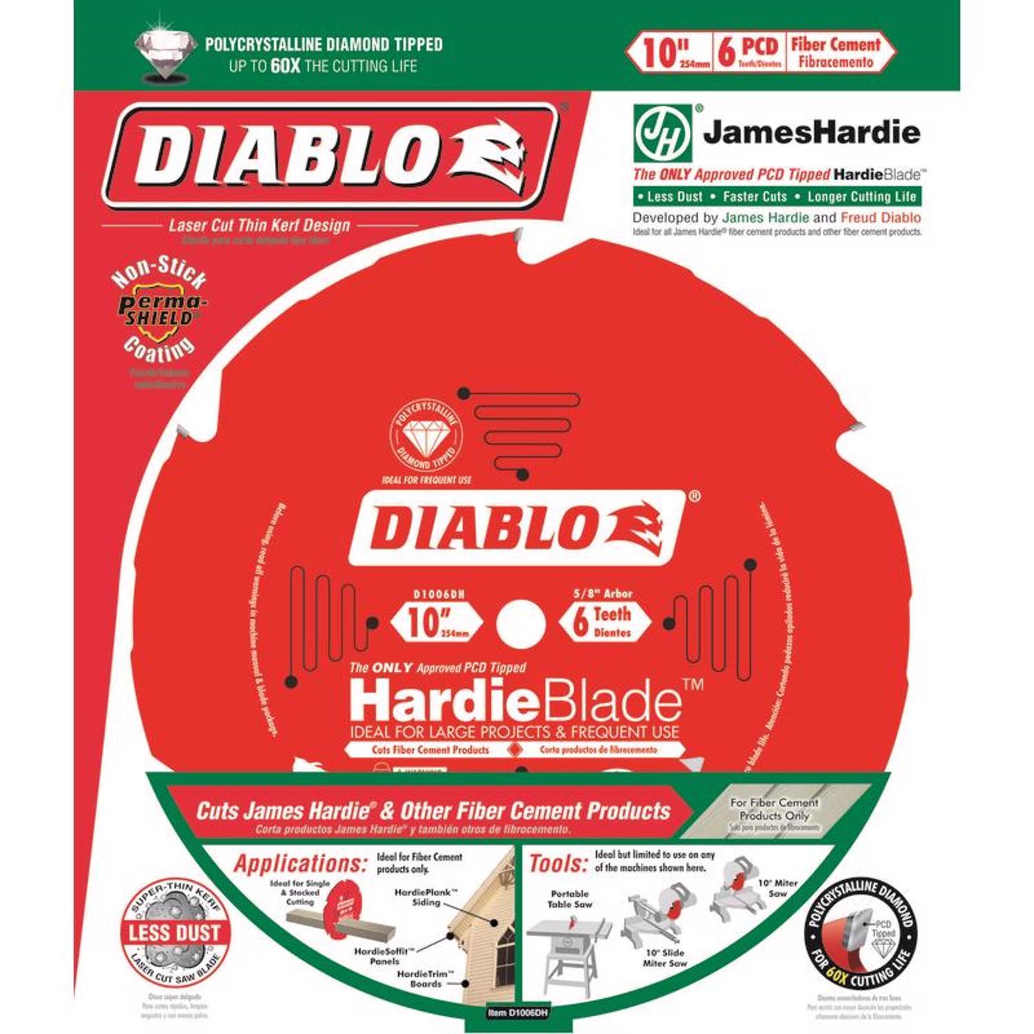 Diablo HardieBlade 10 in. D X 5/8 in. PCD Fiber Cement Blade 6 teeth 1 pk