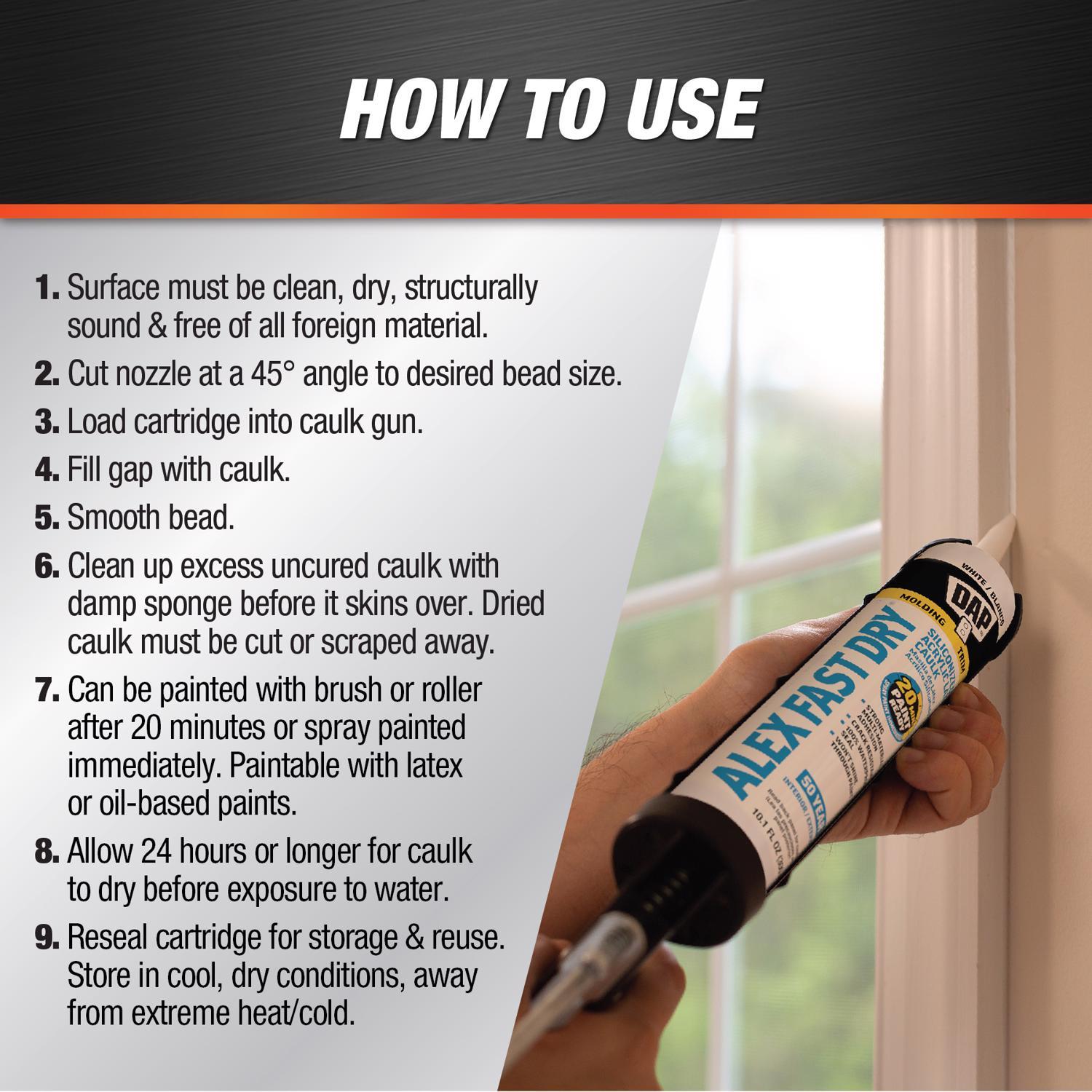 DAP Alex Fast Dry White Acrylic Latex Caulk 10.1 oz