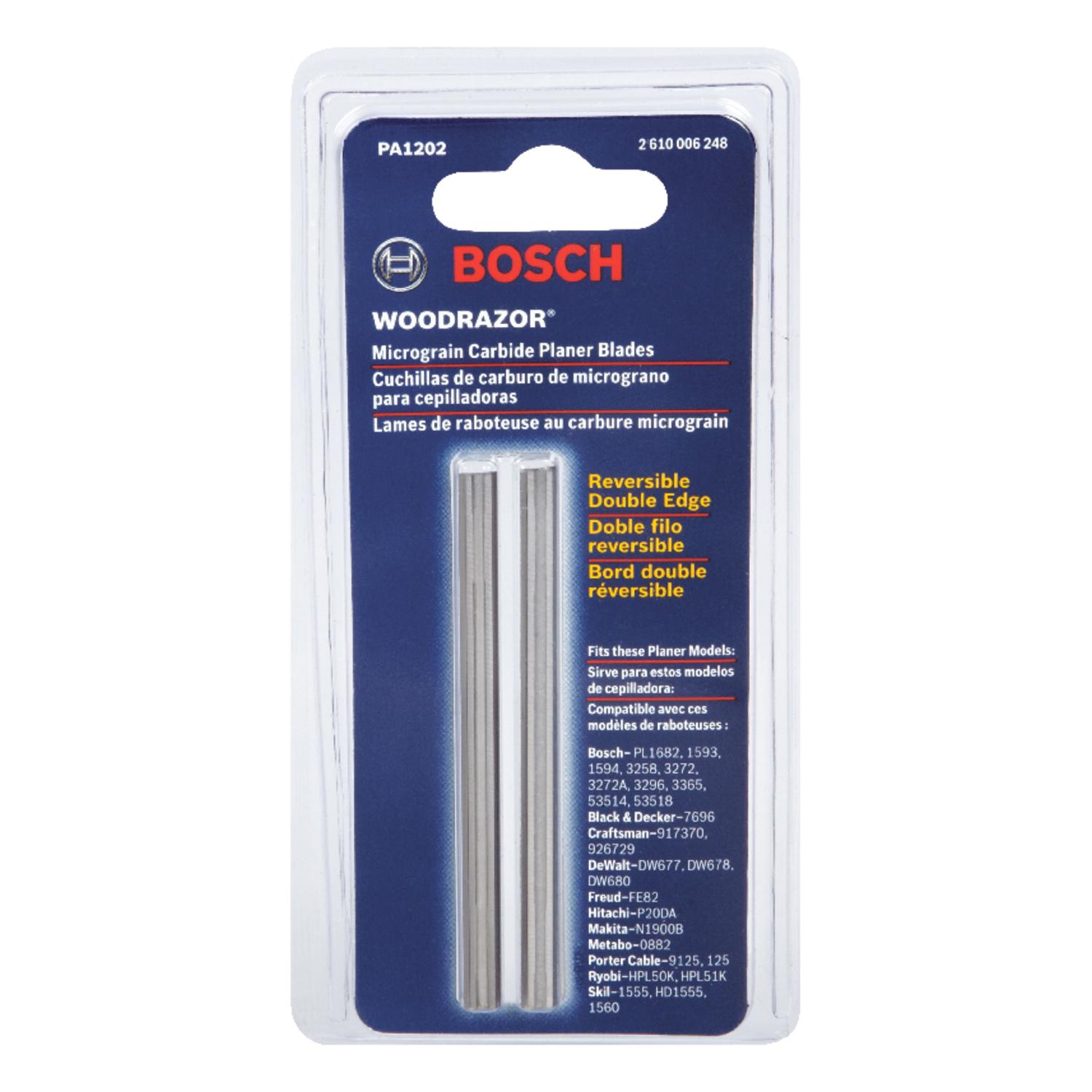 Bosch 3-1/4 in. L X 0.125 in. W Tungsten Carbide Planer Blade Double-Edged 2 pk