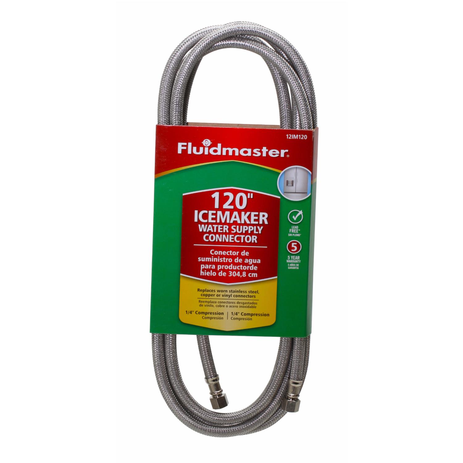 Fluidmaster 1/4 in. Compression X 1/4 in. D Compression 120 in. Stainless Steel Ice Maker Supply Lin