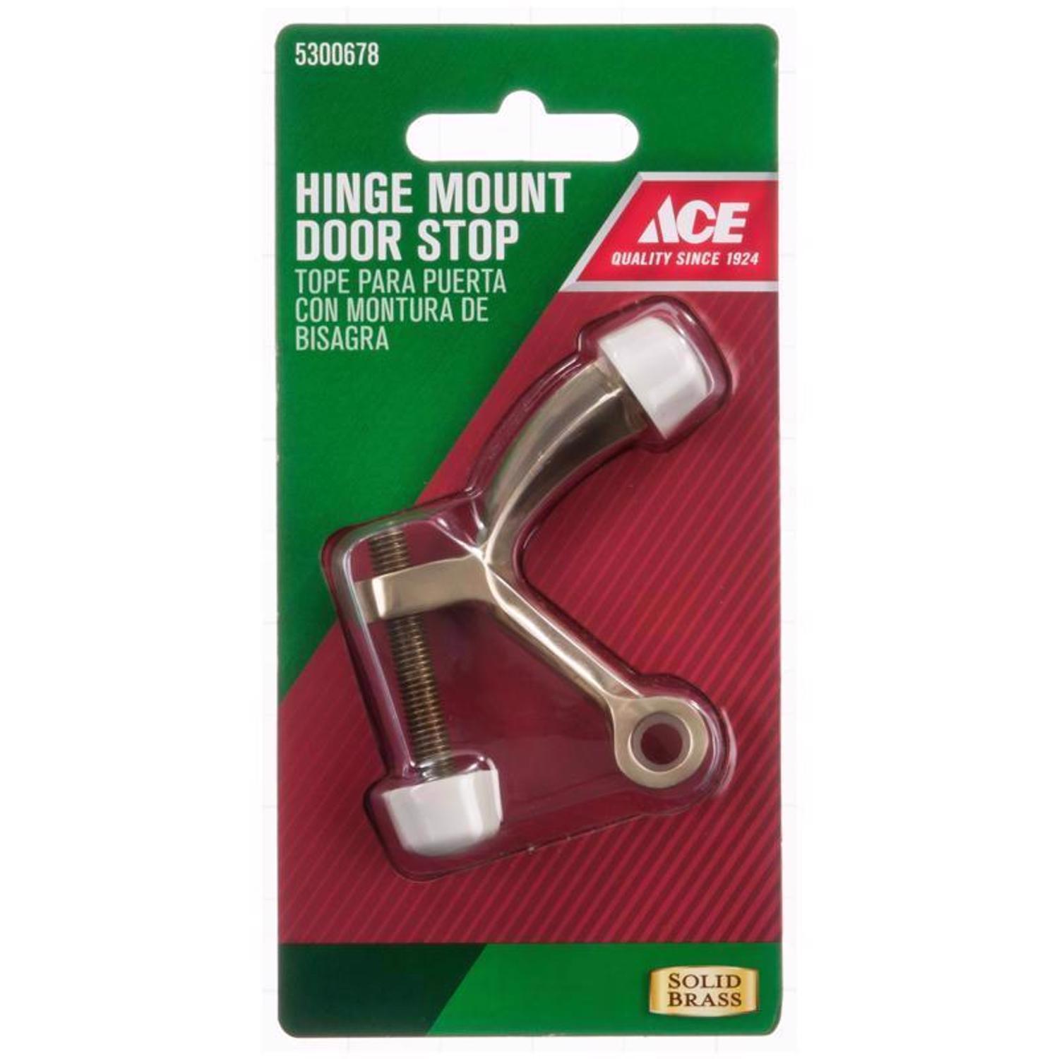 Ace 2-5/8 in. W X 0.5 in. L Solid Brass w/Rubber Stop Brass Yellow Hinge Pin Door Stop Mounts to doo