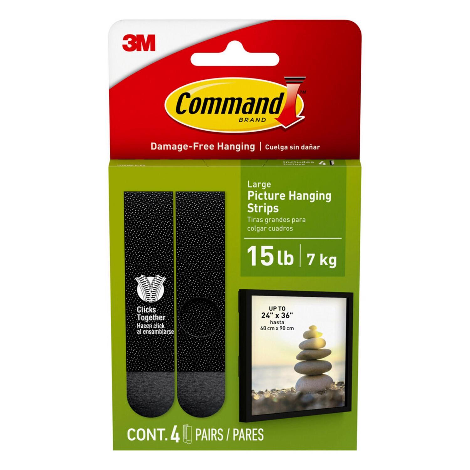 3M Command Black Large Picture Hanging Strips 16 lb 4 pk