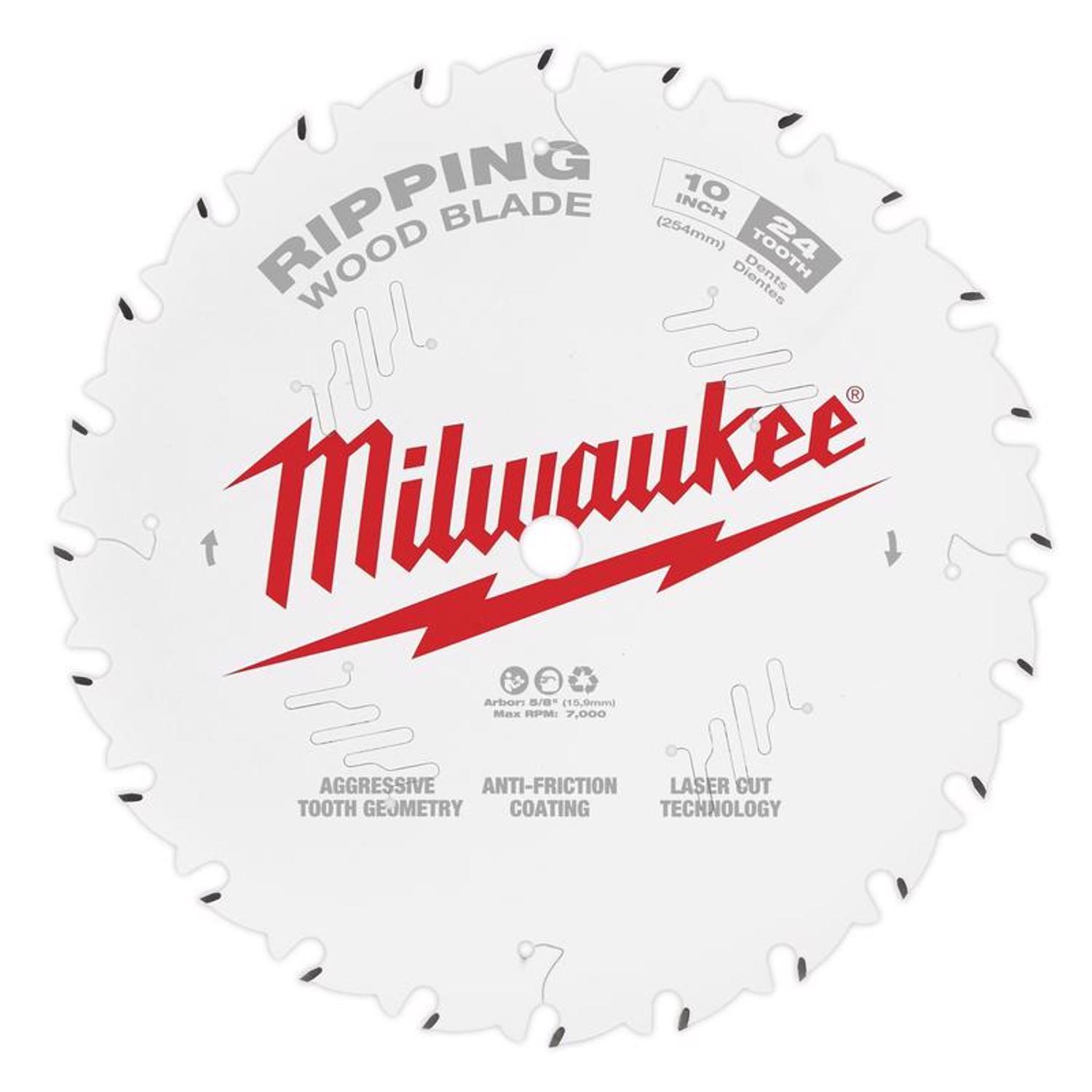 Milwaukee 10 in. D X 5/8 in. Ripping Tungsten Carbide Circular Saw Blade 24 teeth 1 pk