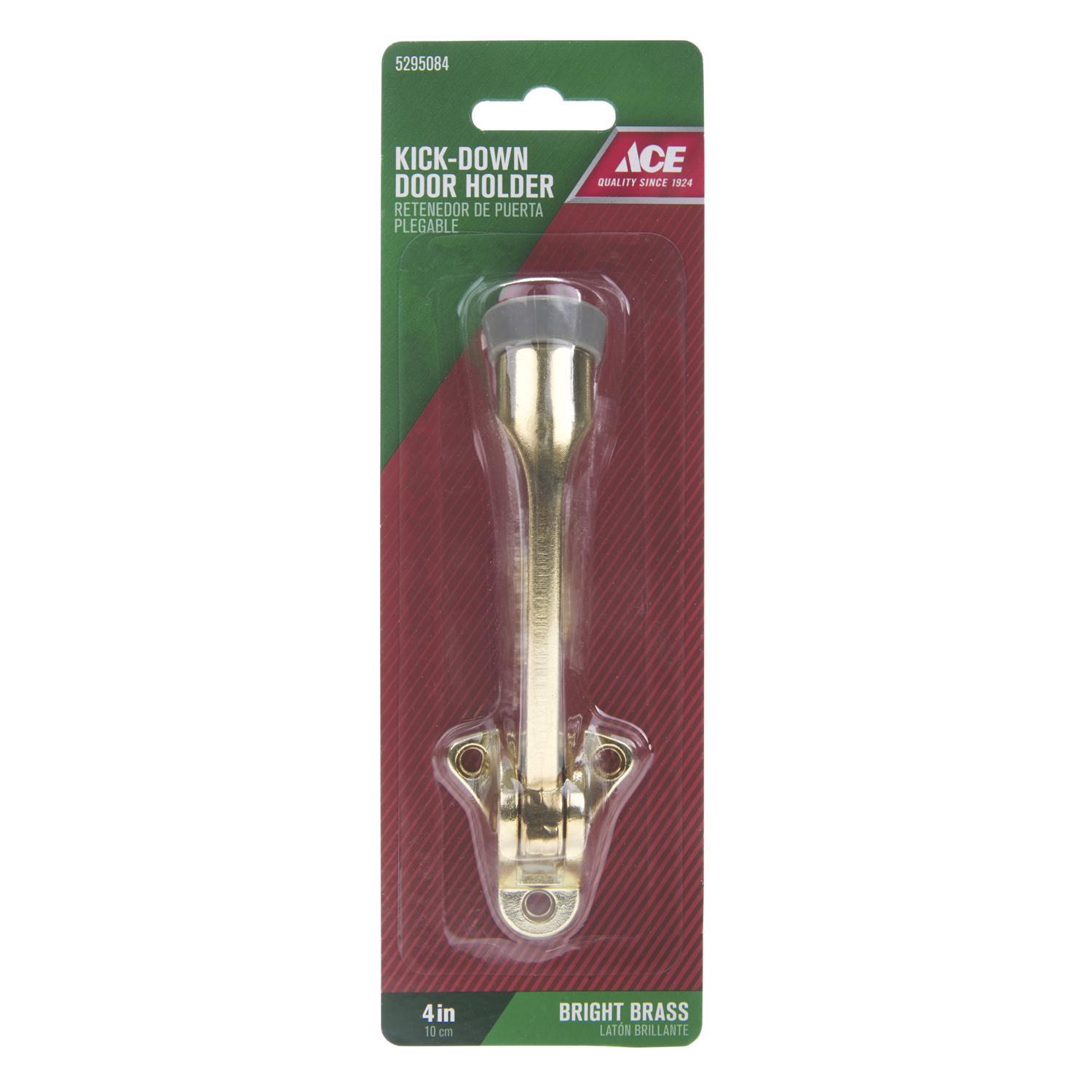 Ace 4 in. W Metal Bright Gold Kick-Down Door Holder Mounts to door and wall 0 in.