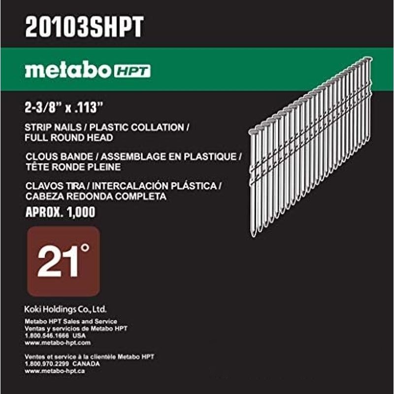 Metabo HPT Framing Nails, 2-3/8in. x 0.113in., 1000 Count