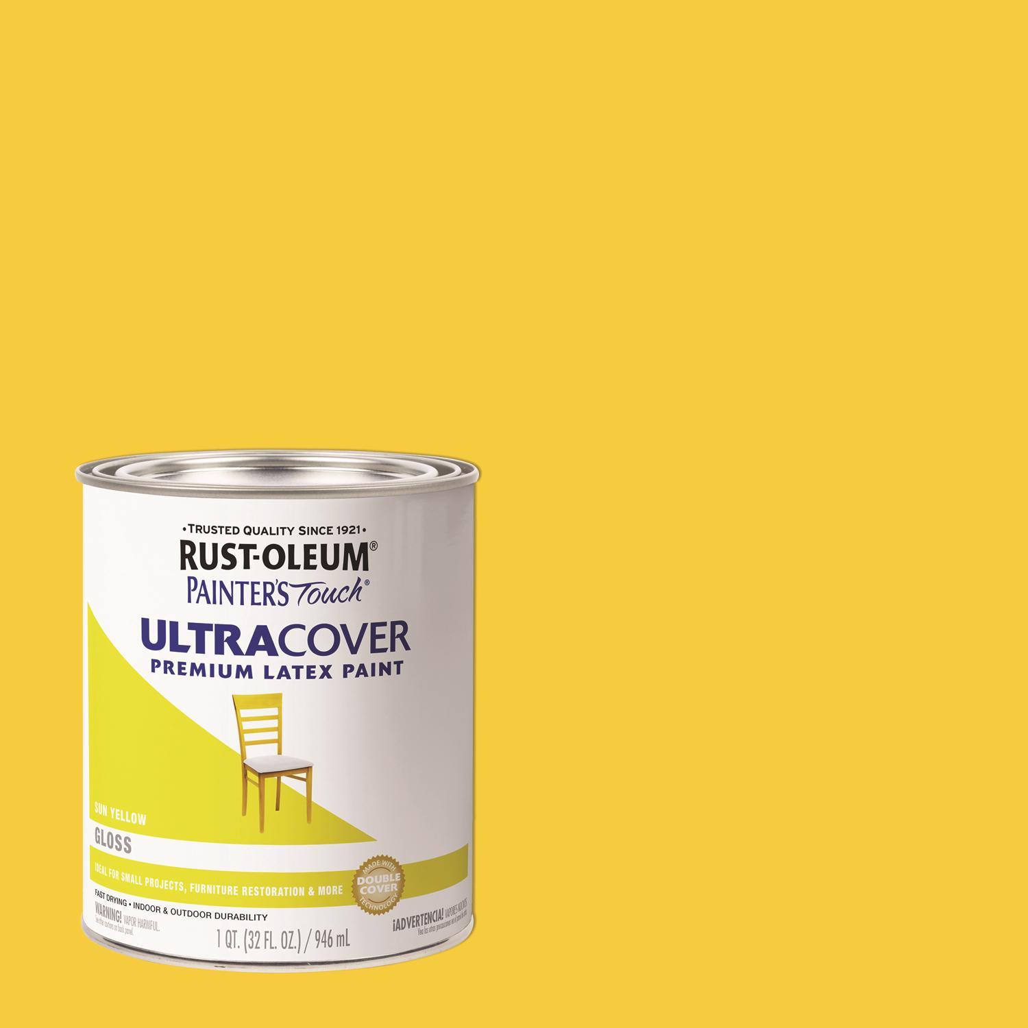 Rust-Oleum Painters Touch 2X Gloss Sun Yellow Ultra Cover Paint Exterior and Interior 1 qt