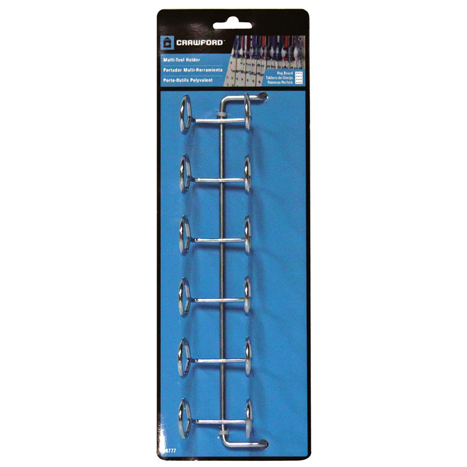 Crawford Zinc Plated Silver Steel 11.8 in. Multi-Tool Peg Hook Rack 1 pk