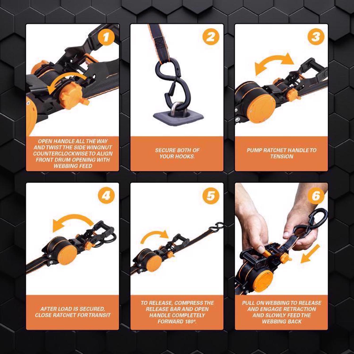 Keeper 1 in. W X 10 ft. L Black Retractable Ratchet 500 lb 2 pk