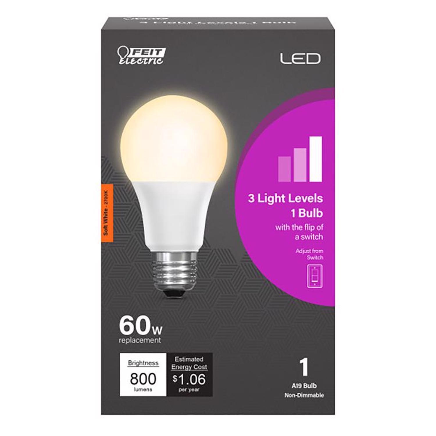 Feit A19 E26 (Medium) LED Bulb Soft White 60 Watt Equivalence 1 pk