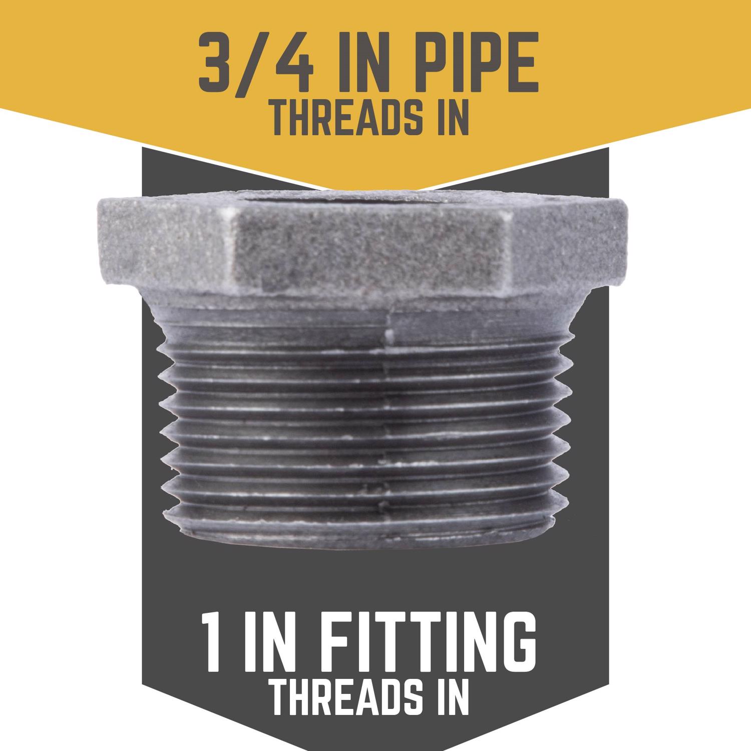STZ Industries 1 in. MIP each X 3/4 in. D FIP Black Malleable Iron Hex Bushing