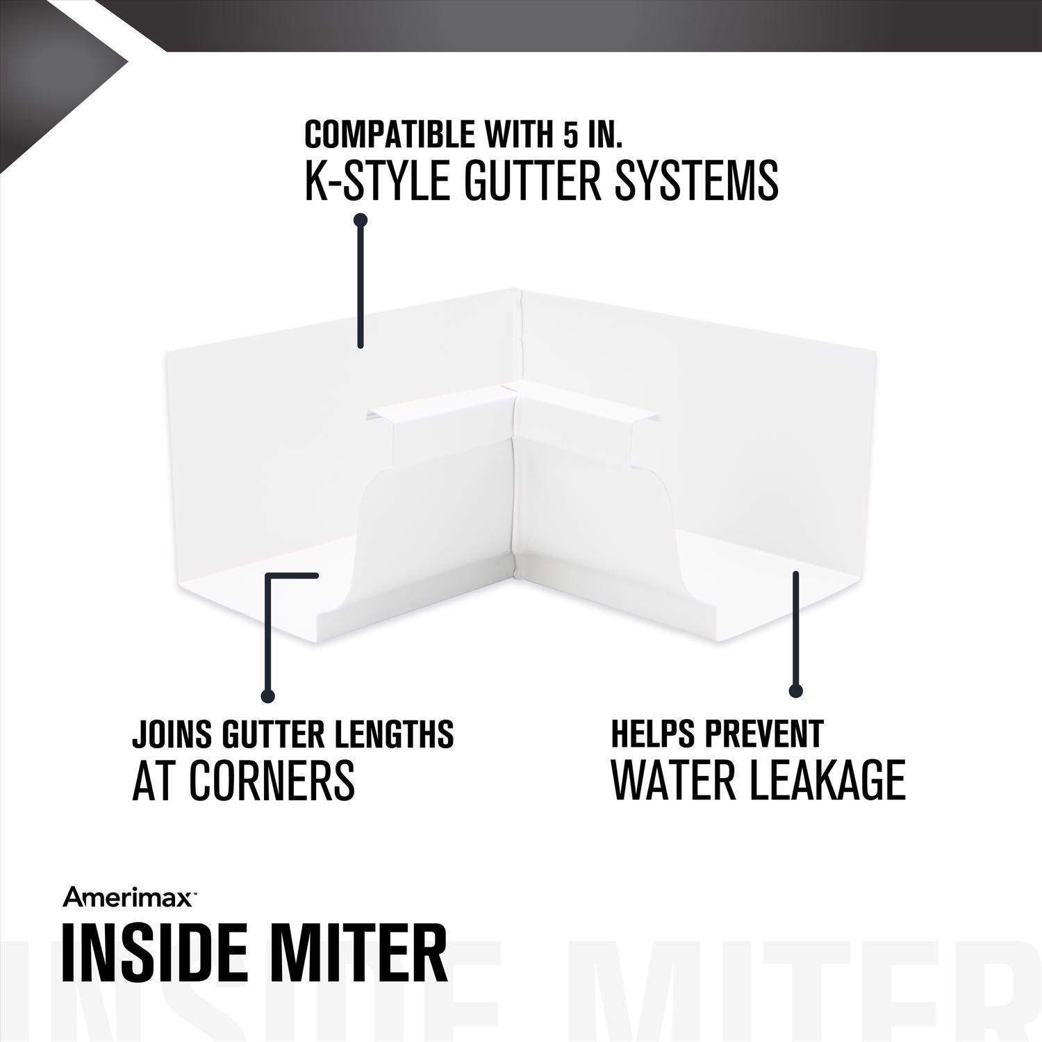 Amerimax 3.5 in. H X 3.75 in. W X 7.5 in. L White Aluminum K Inside Miter