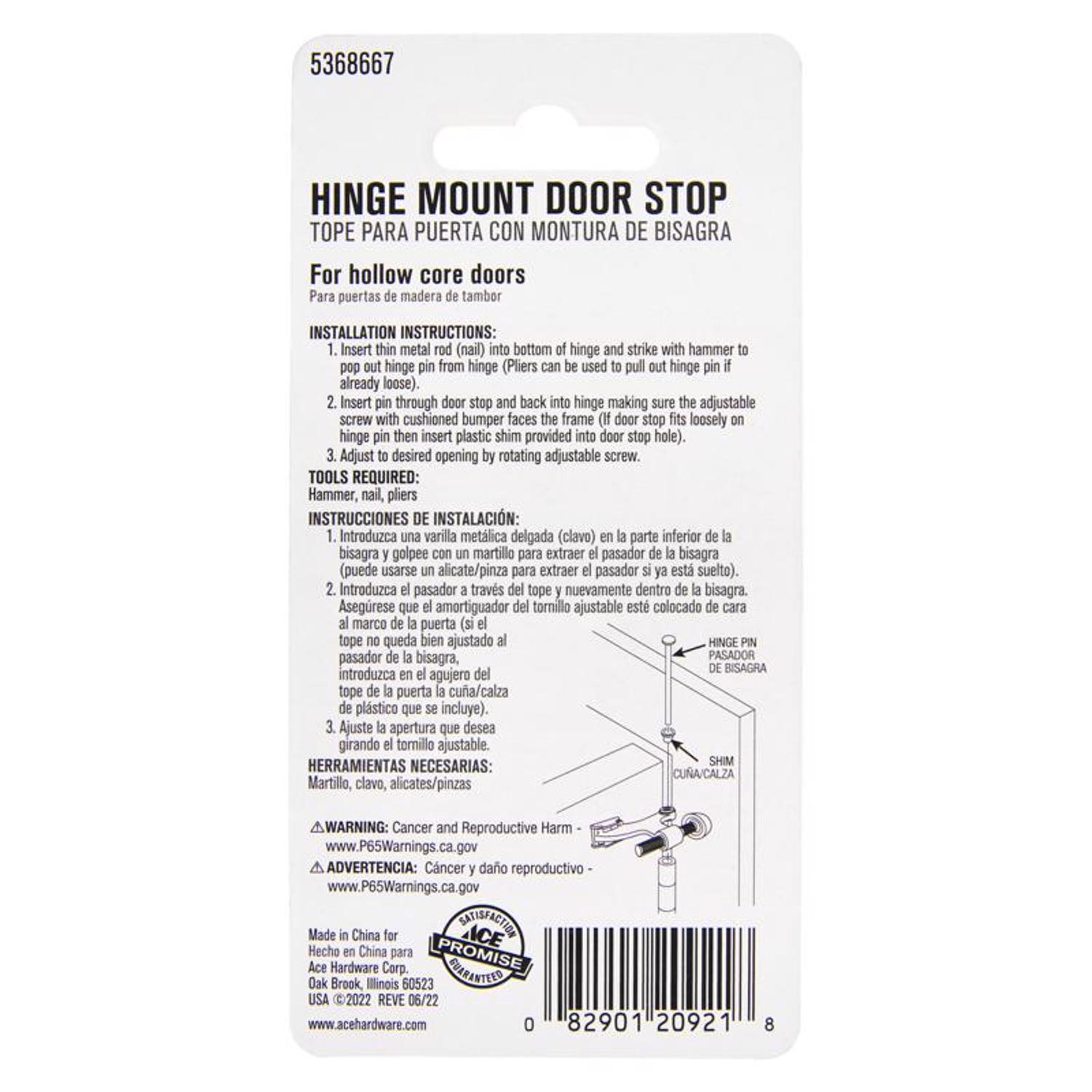 Ace Metal Satin Nickel Silver Hinge Pin Door Stop Mounts to door and wall 0 in.