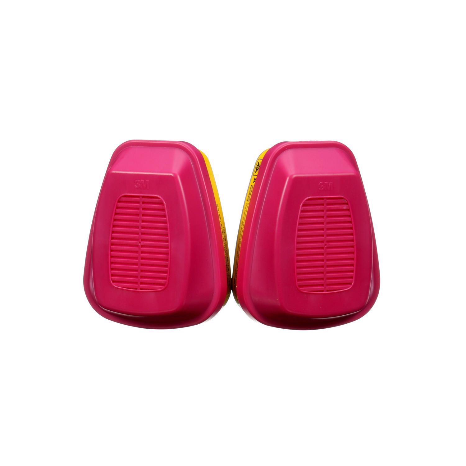 3M P100 Acid Gas and Organic Vapor Respirator Cartridge Replacement Pink 2 pc