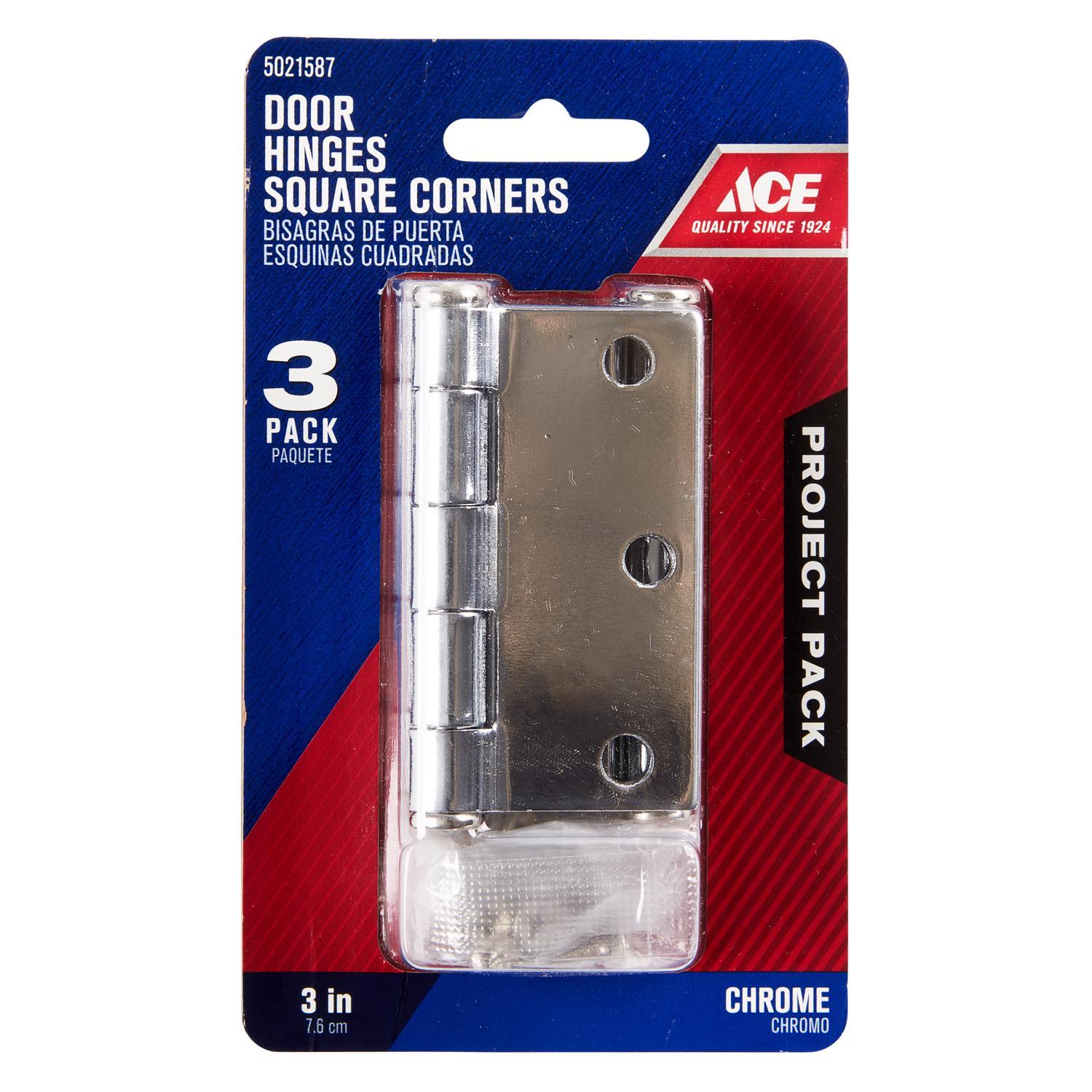 Ace 3 in. L Chrome Residential Door Hinge 3 pk