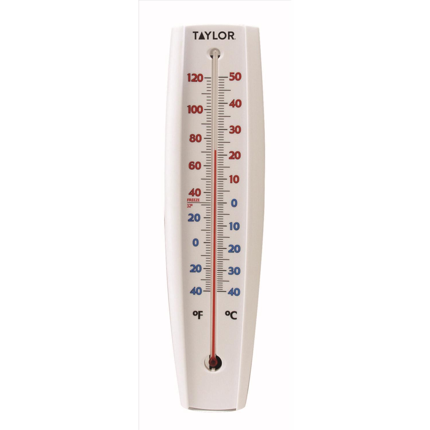 Taylor Jumbo Size Tube Thermometer Plastic White 14.57 in.