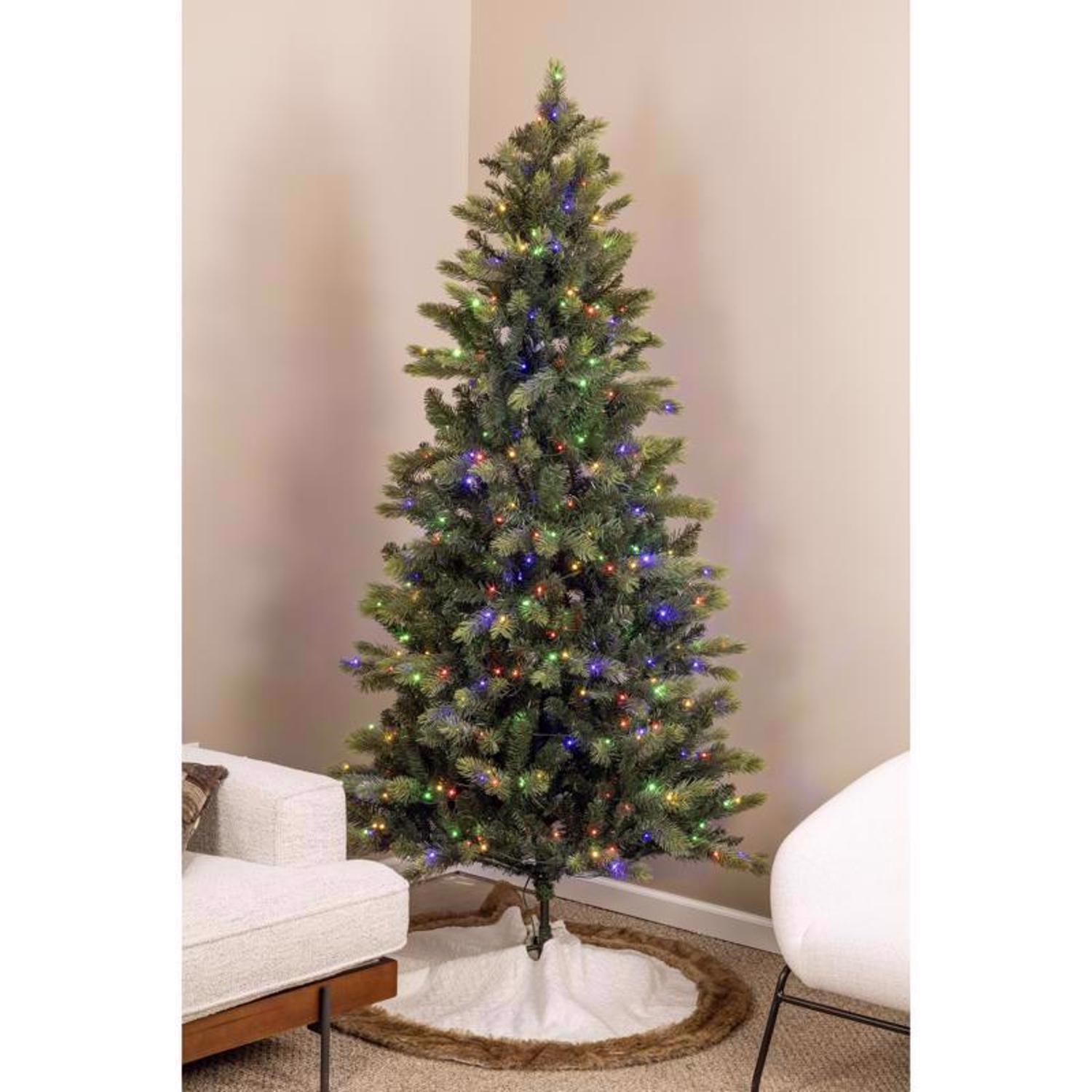 Holiday Bright Lights 1-2 Tree 7 ft. Full LED 450 ct Cayce Pine Color Changing Christmas Tree
