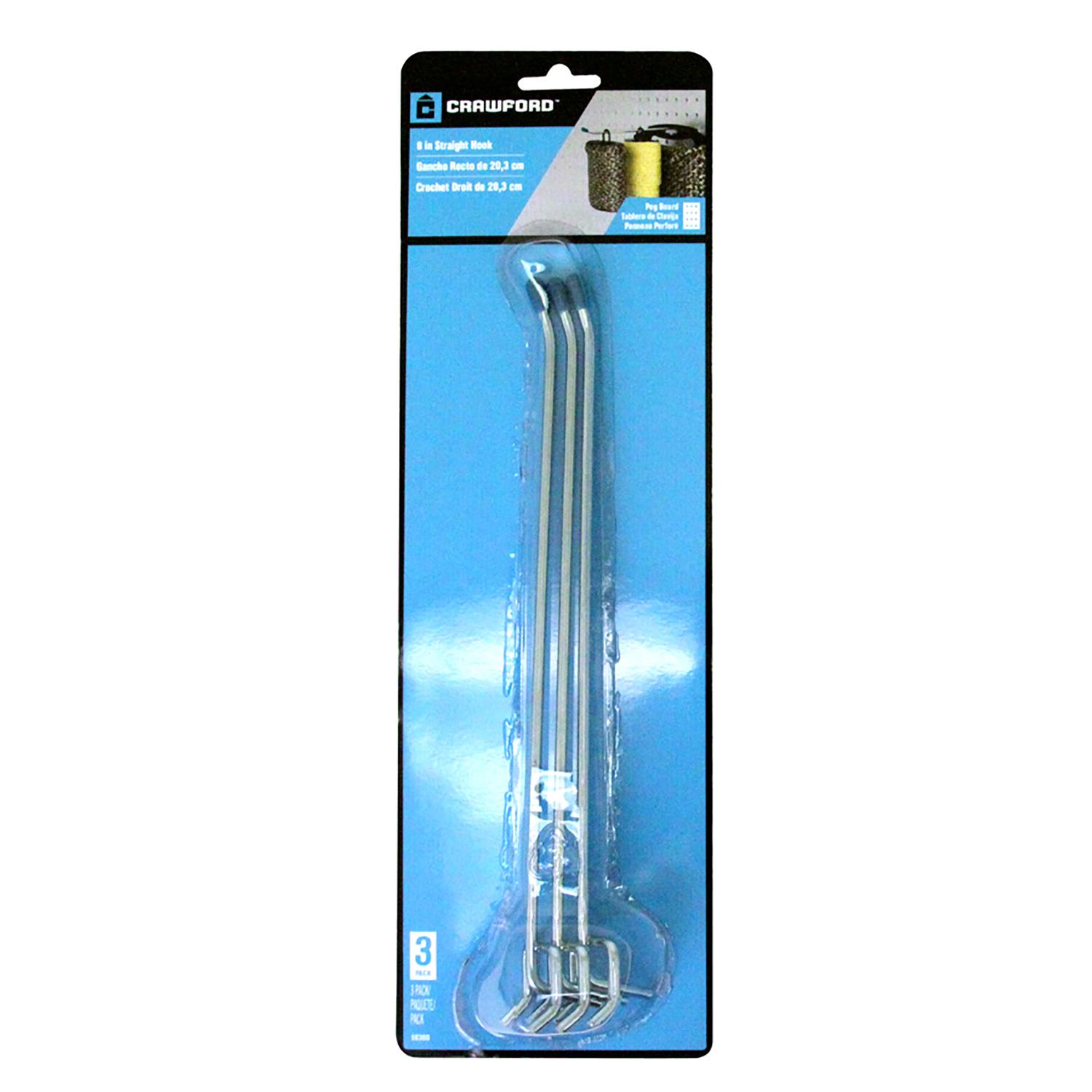 Crawford Silver Steel 8 in. Peg Hooks 3 pk