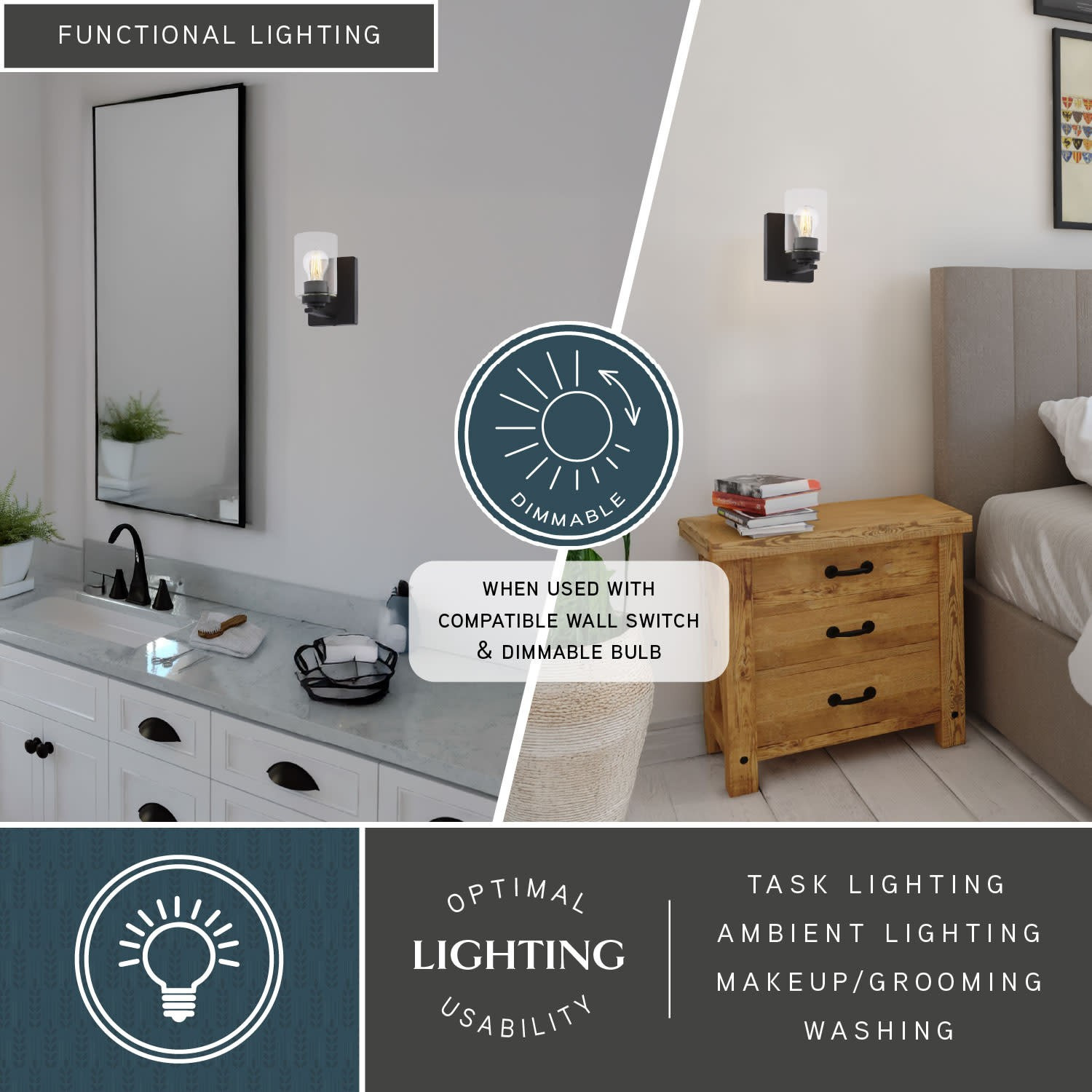 Vaxcel Lighting W0523 Park Ridge 8 in. Tall Bathroom Sconce - Black