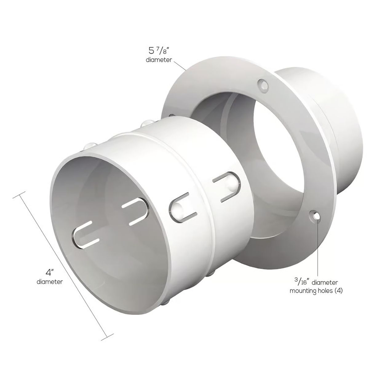 Ace EZ Dock 6 in. L x 4 in. D Silver/White Plastic Dryer Clean Out Connector