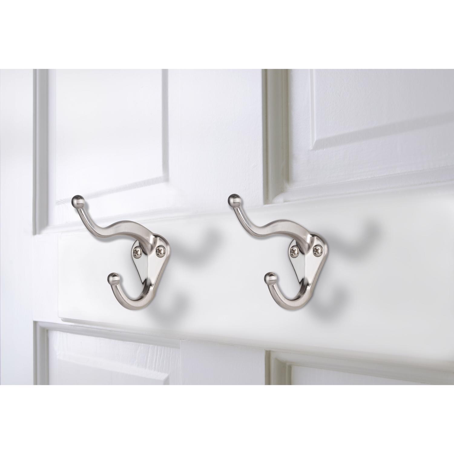 Ace 2-5/16 in. L Satin Nickel Silver Metal Small Coat and Hat Hook 2 pk