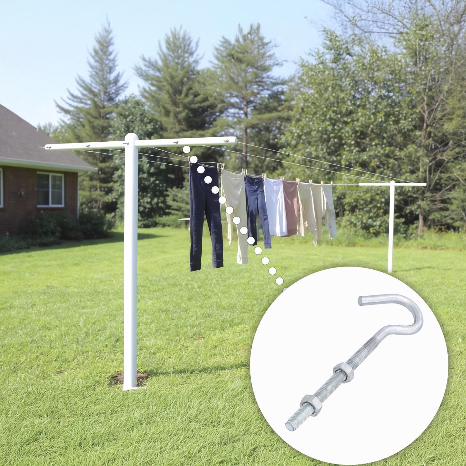 Hampton Medium Zinc-Plated Silver Steel 6 in. L Clothesline Bolt Hook 160 lb 1 pk